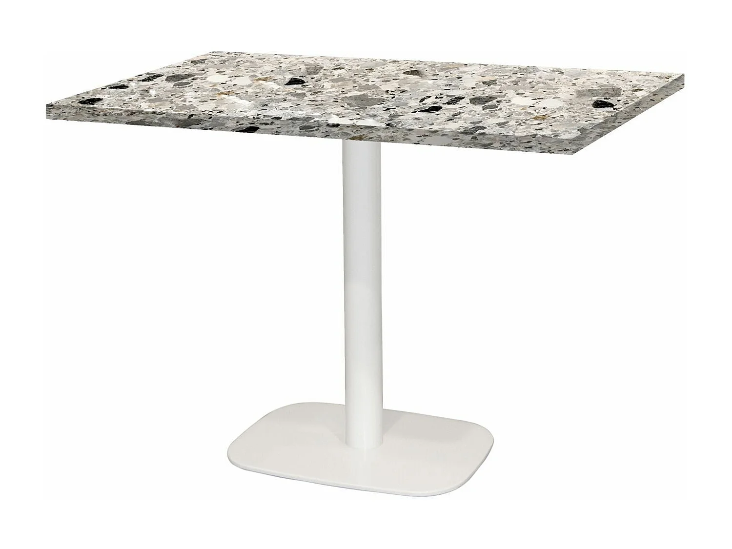 Table 120 x 70 cm - Round pied blanc terrazzo cepp