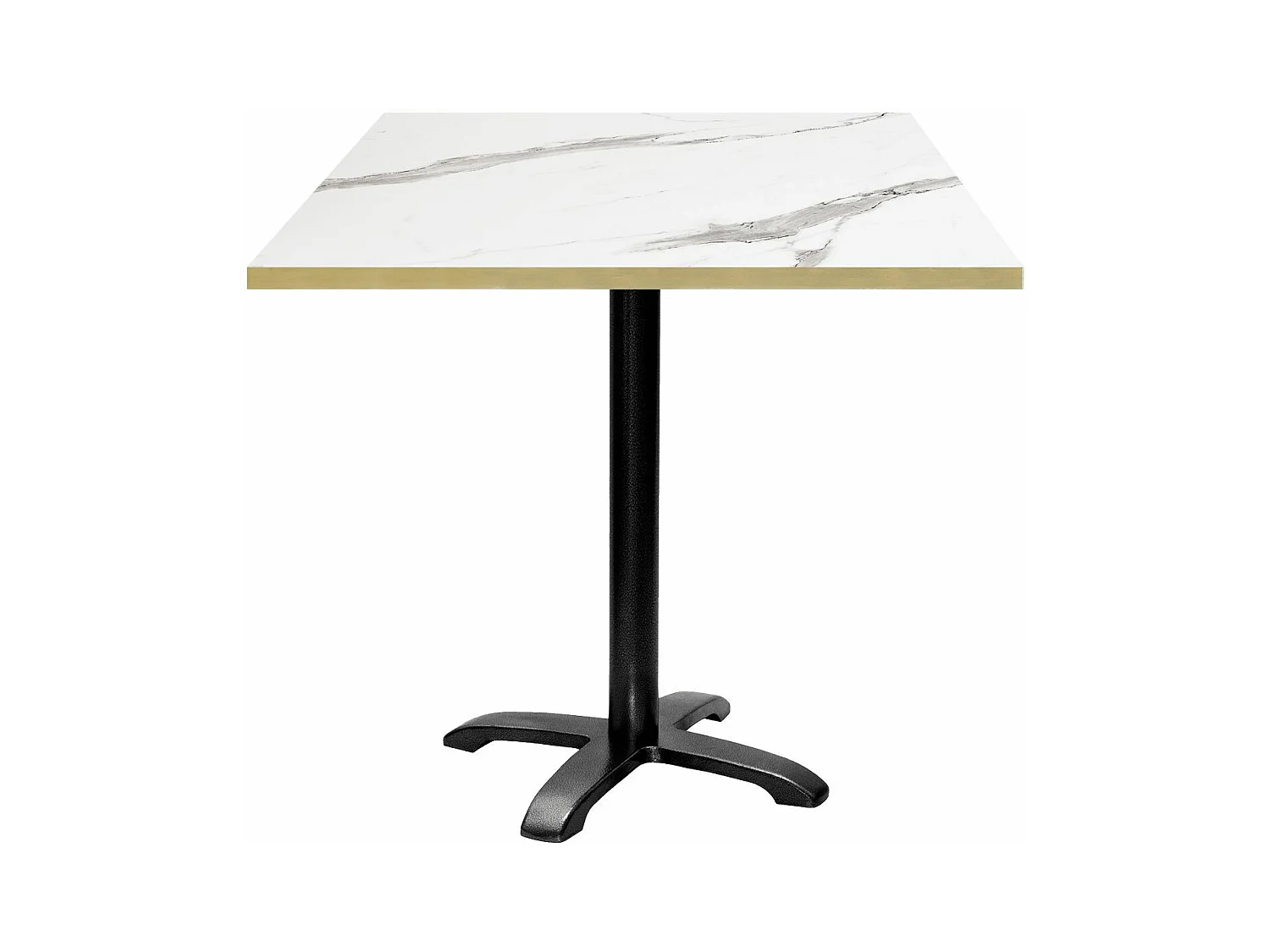 Table 70 x 70 cm - modèle Bazila marbre blanc chants laiton