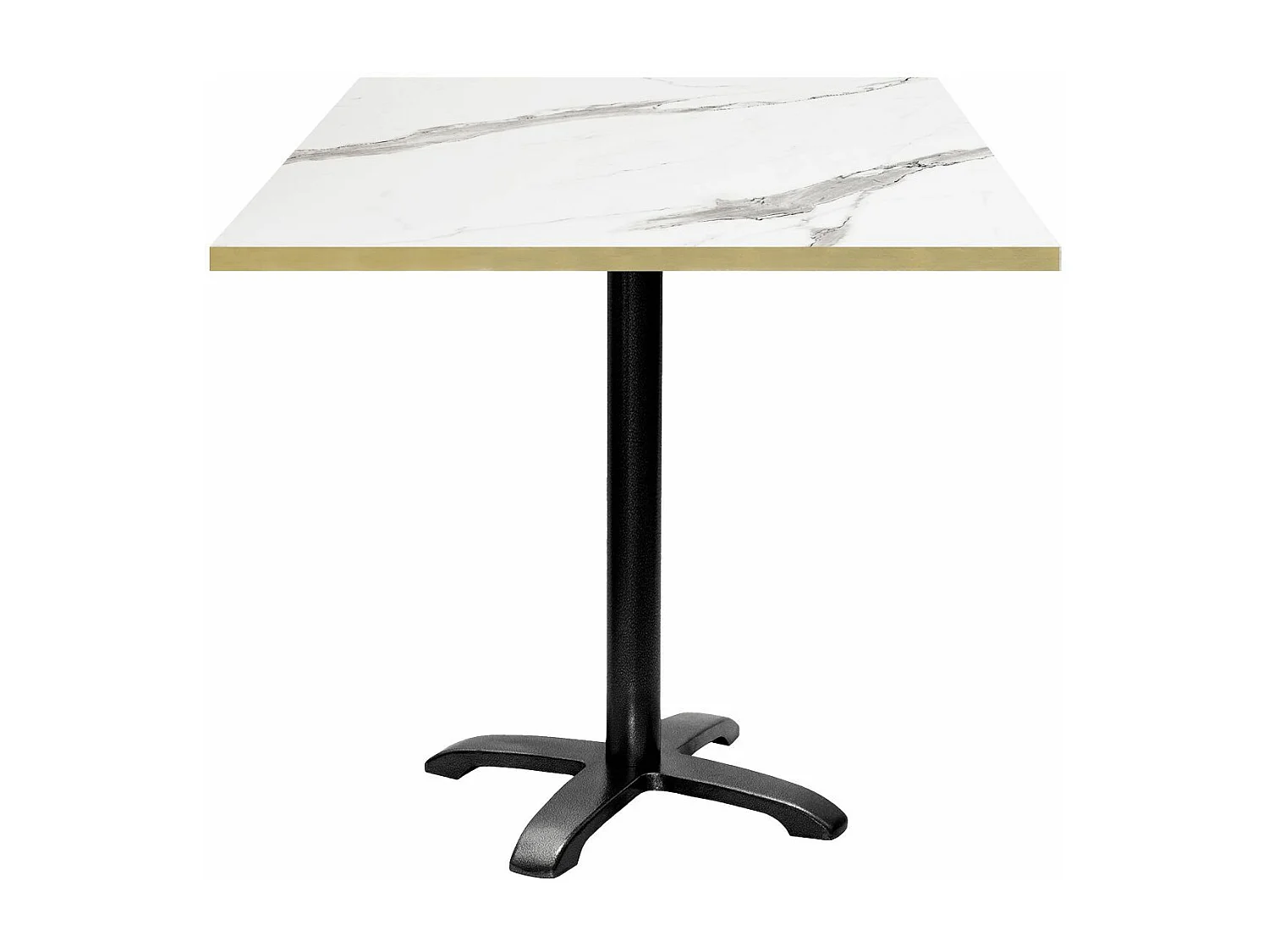 Table 70 x 70 cm - modèle Bazila marbre blanc chants laiton