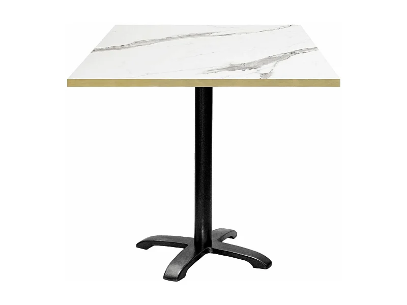Table 70 x 70 cm - modèle Bazila marbre blanc chants laiton