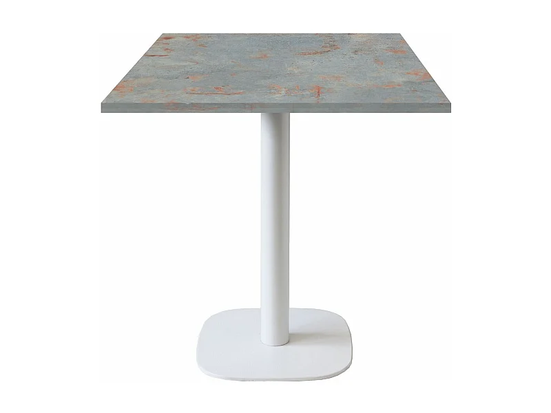 Table 70 x 70 cm - modèle Round pied blanc gris rouille