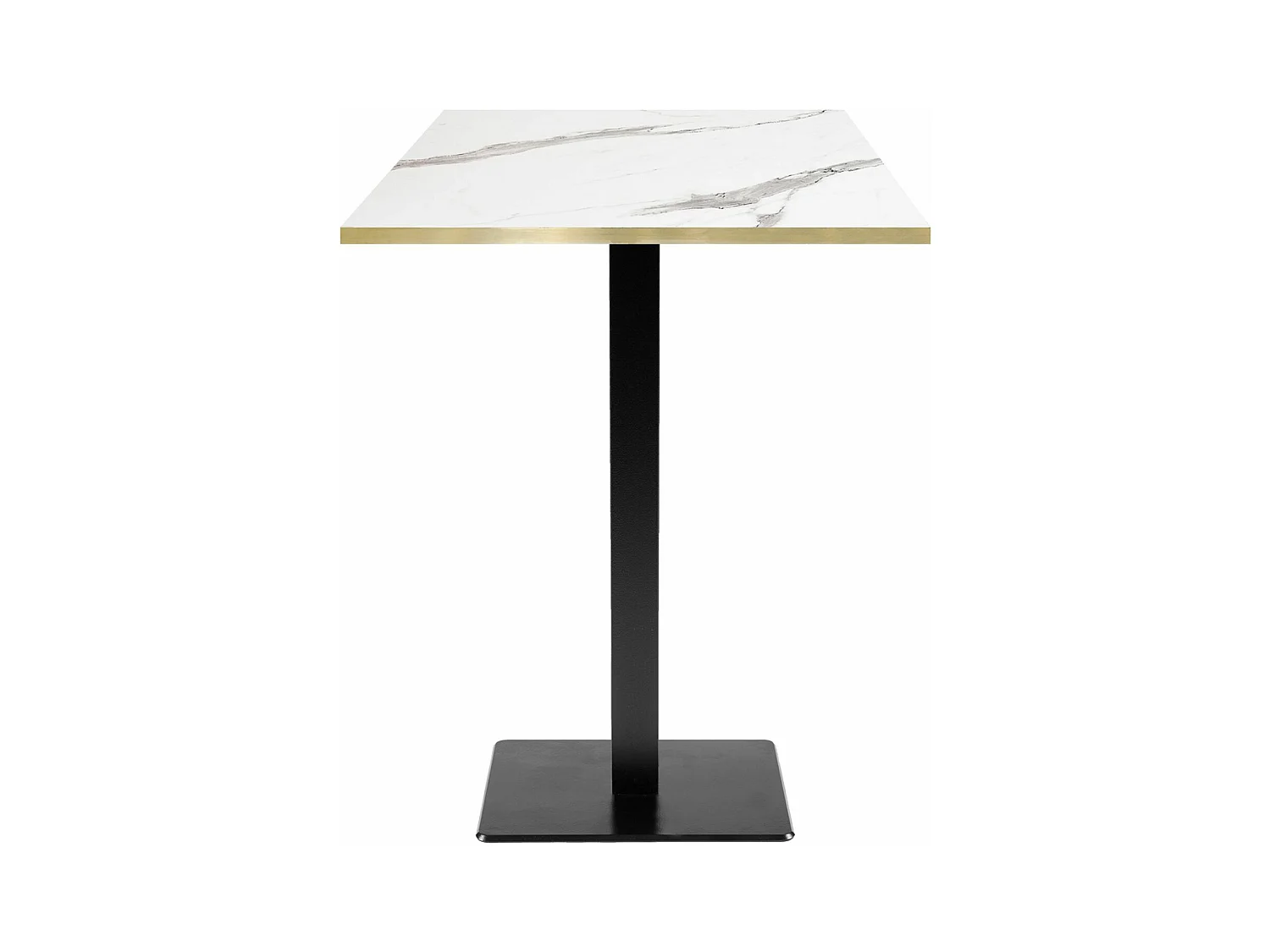 Mesa alta 60 x 60 cm - modelo Milán mármol blanco con cantos de latón