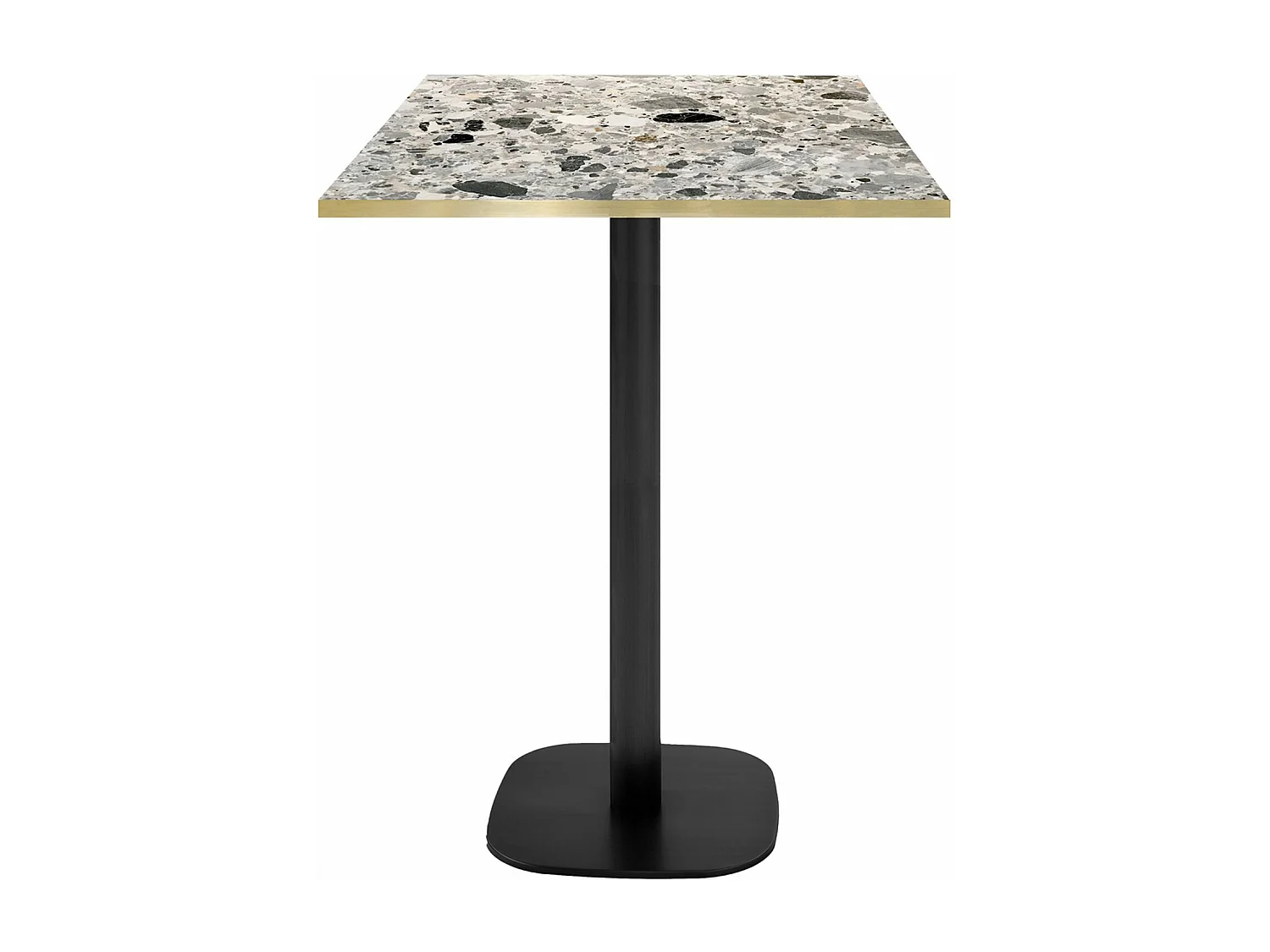 Mesa de bar 60 x 60 cm - Modelo cepp de terrazo redonda con cantos de latón