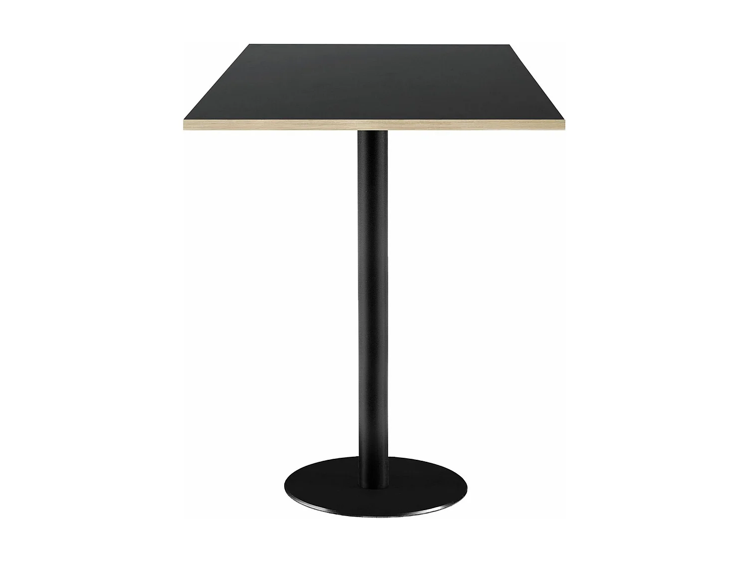 Mesa alta 60 x 60 cm - modelo Rome negra con bordes de madera