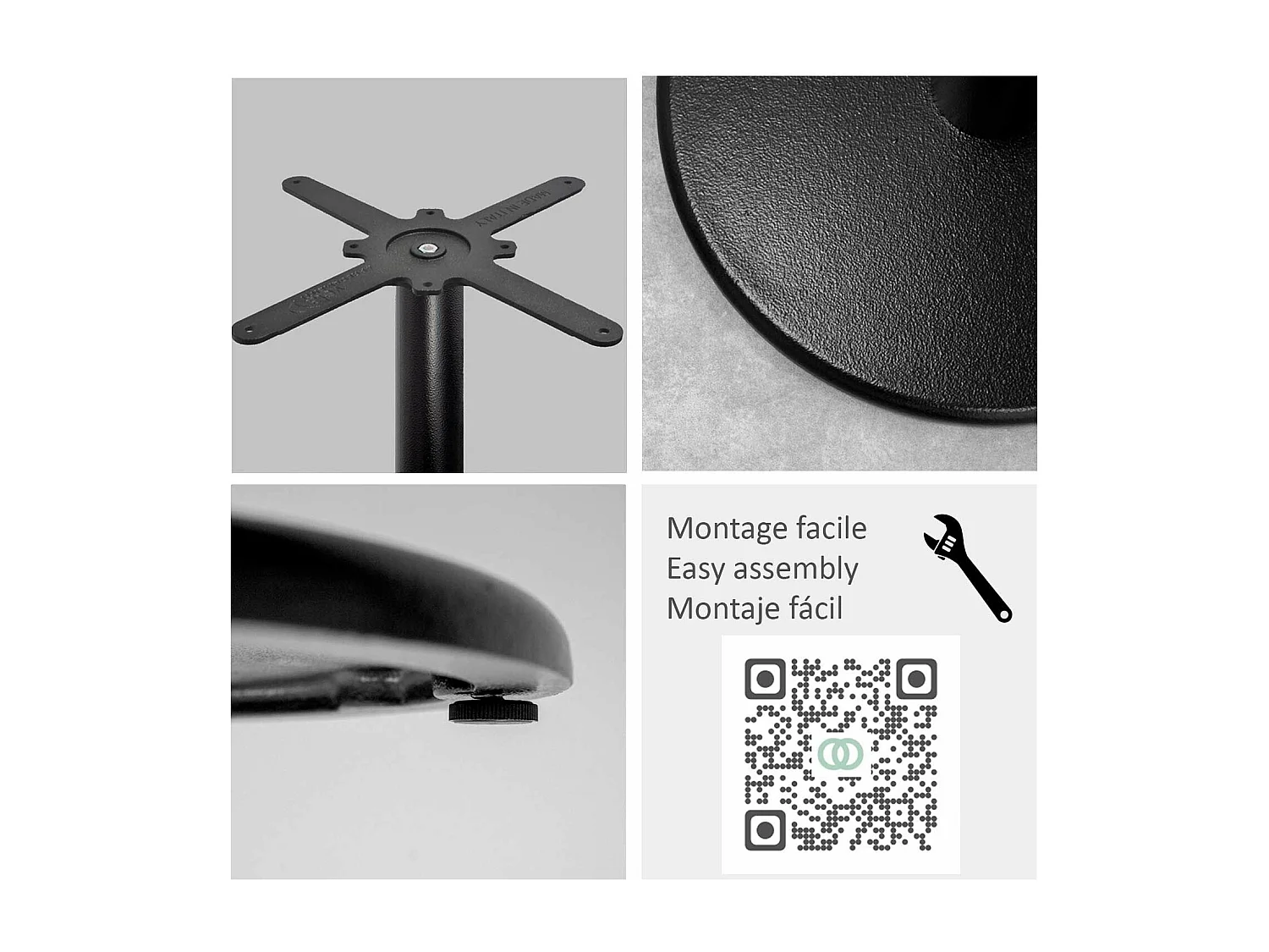 Mange-debout 60 x 60 cm - modèle Rome noir avec chants bois