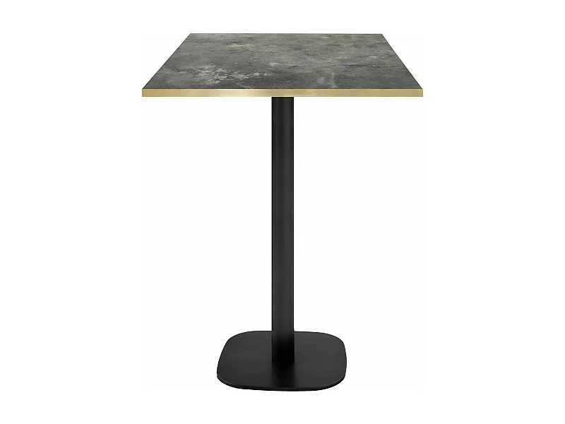 Mesa de bar 60 x 60 cm - Modelo redonda, piedra metalizada con cantos de latón
