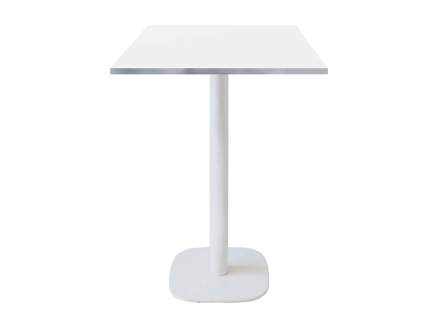 Mange-debout 60 x 60 cm - modèle Round pied blanc blanc chants inox