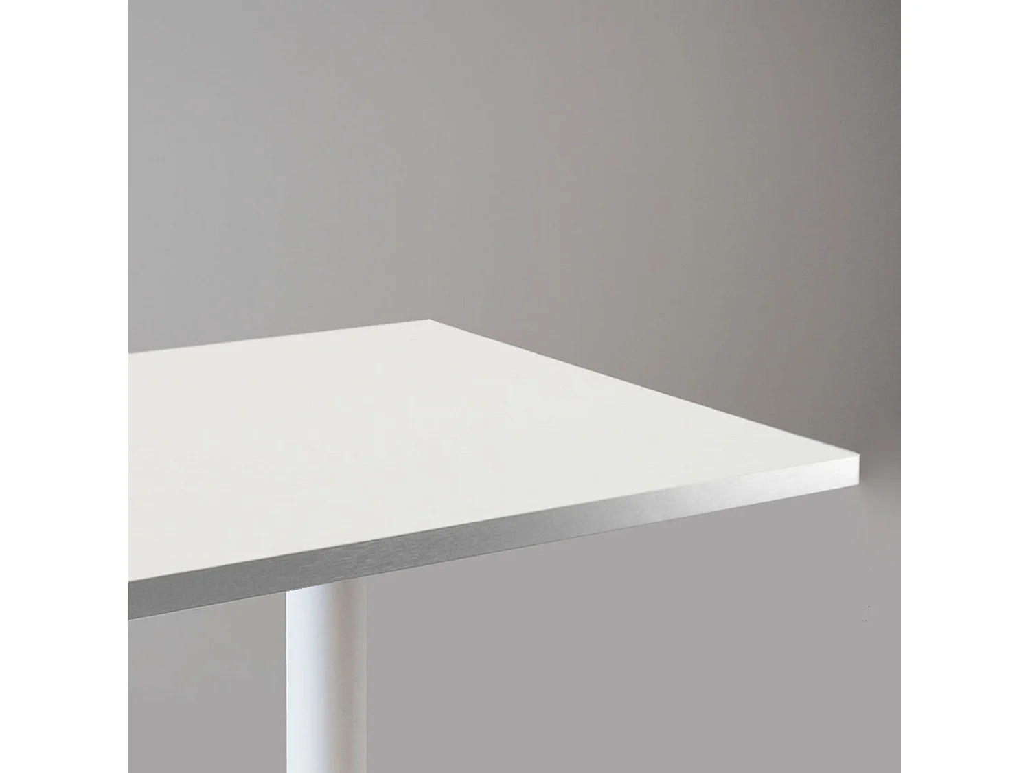 Mange-debout 60 x 60 cm - modèle Round pied blanc blanc chants inox