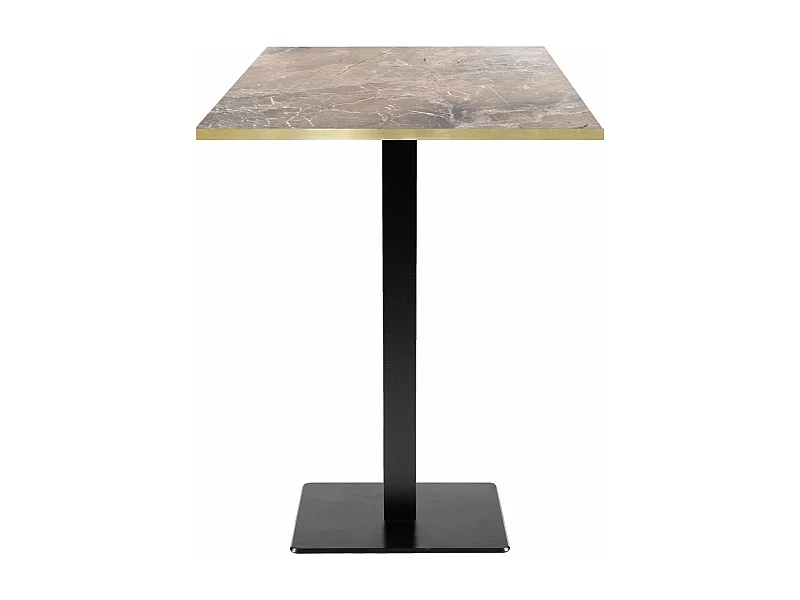 Mesa alta 60 x 60 cm - Modelo Milán mármol griego con cantos de latón