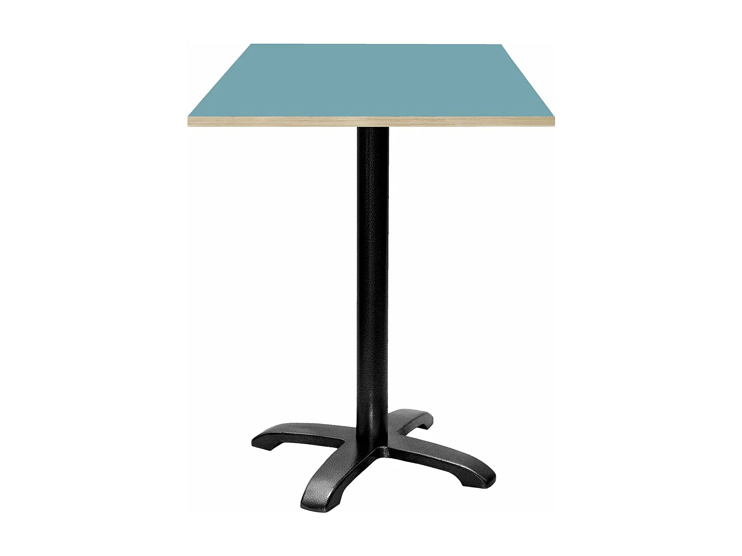 Mesa alta 60 x 60 cm - modelo Bazila cedro azul con cantos de madera