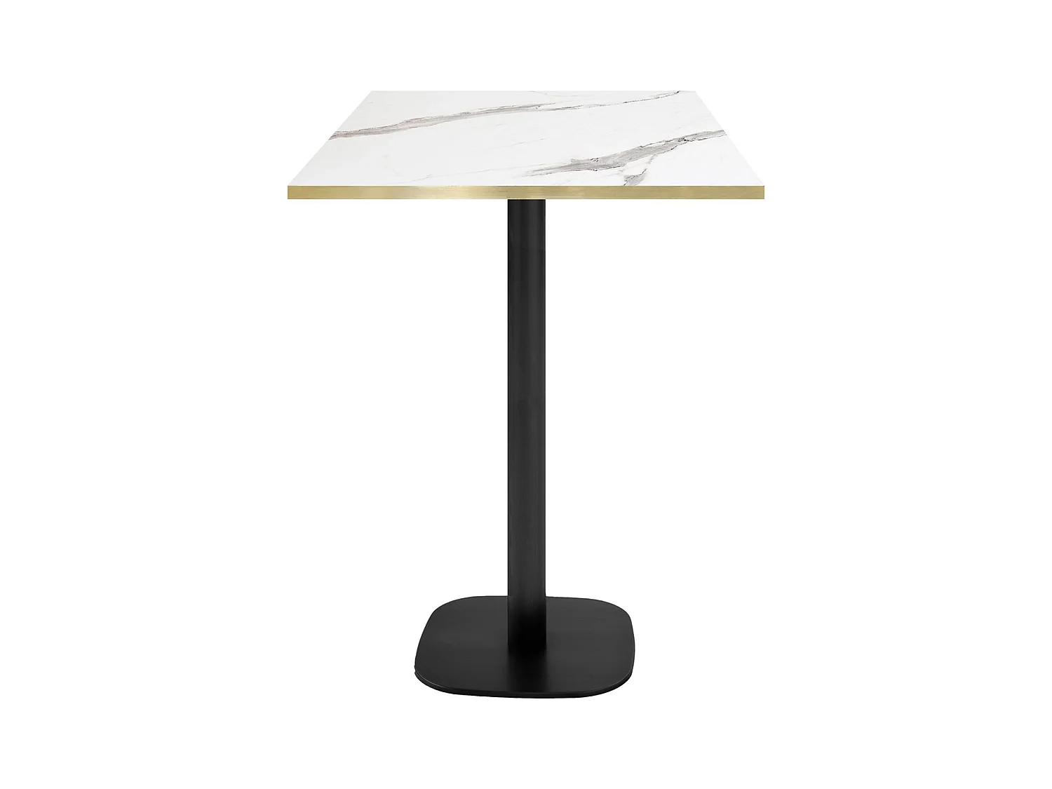 Mange-debout 60 x 60 cm - modèle Round marbre blanc chants laiton