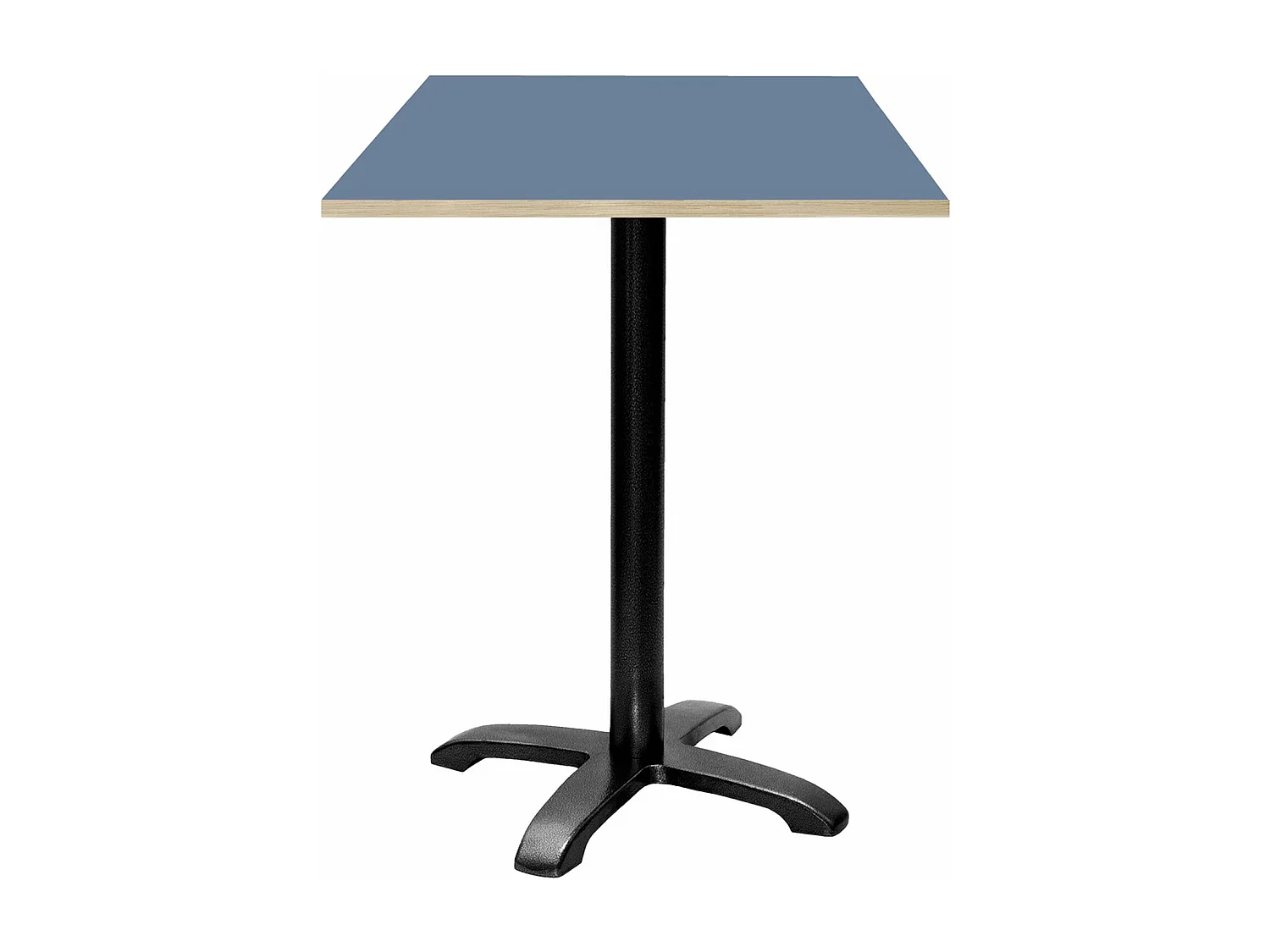 Mesa alta 60 x 60 cm - modelo Bazila nota azul cantos madera