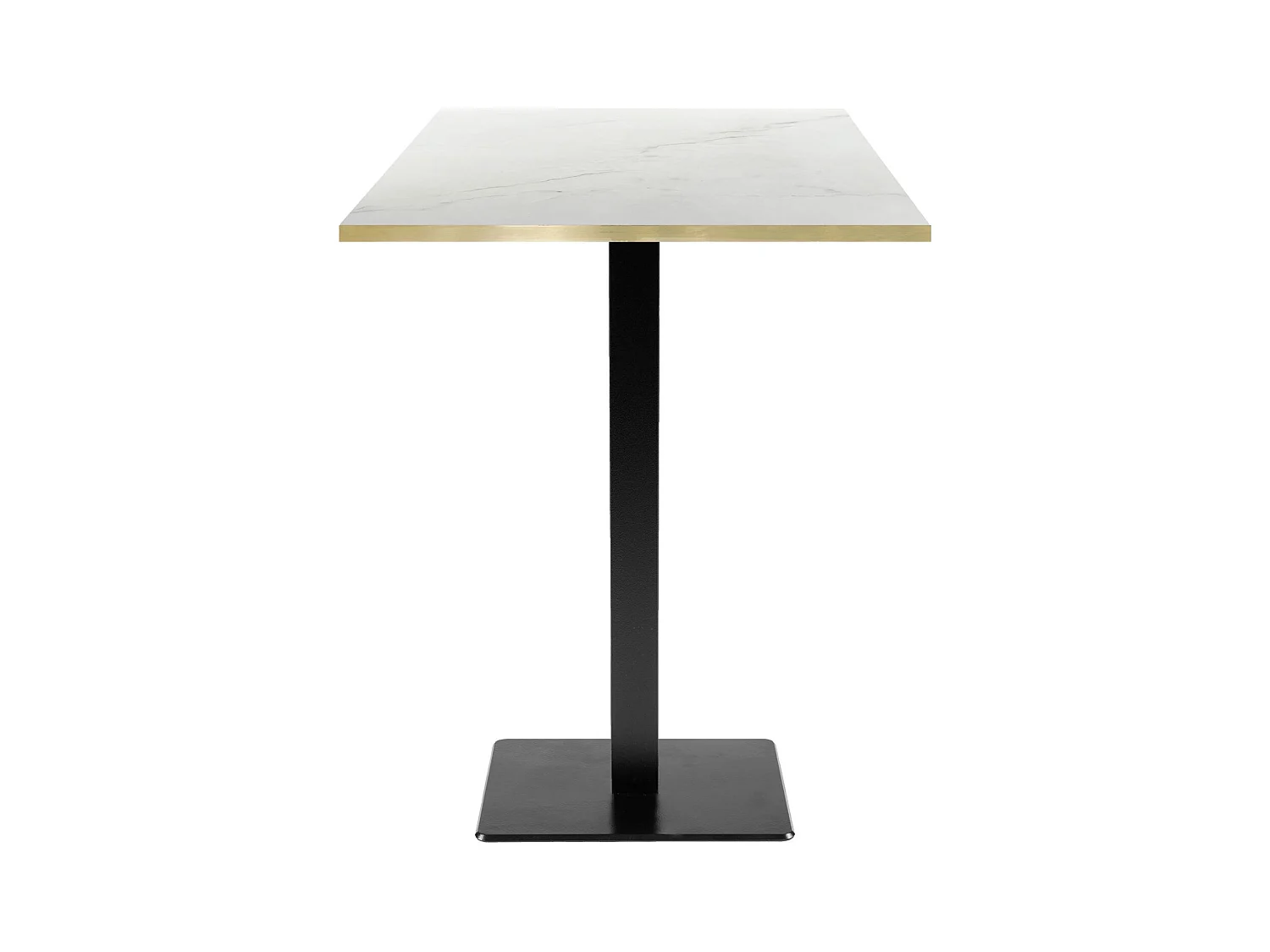 Mesa alta 60 x 60 cm - modelo Milán mármol Paros con cantos de latón