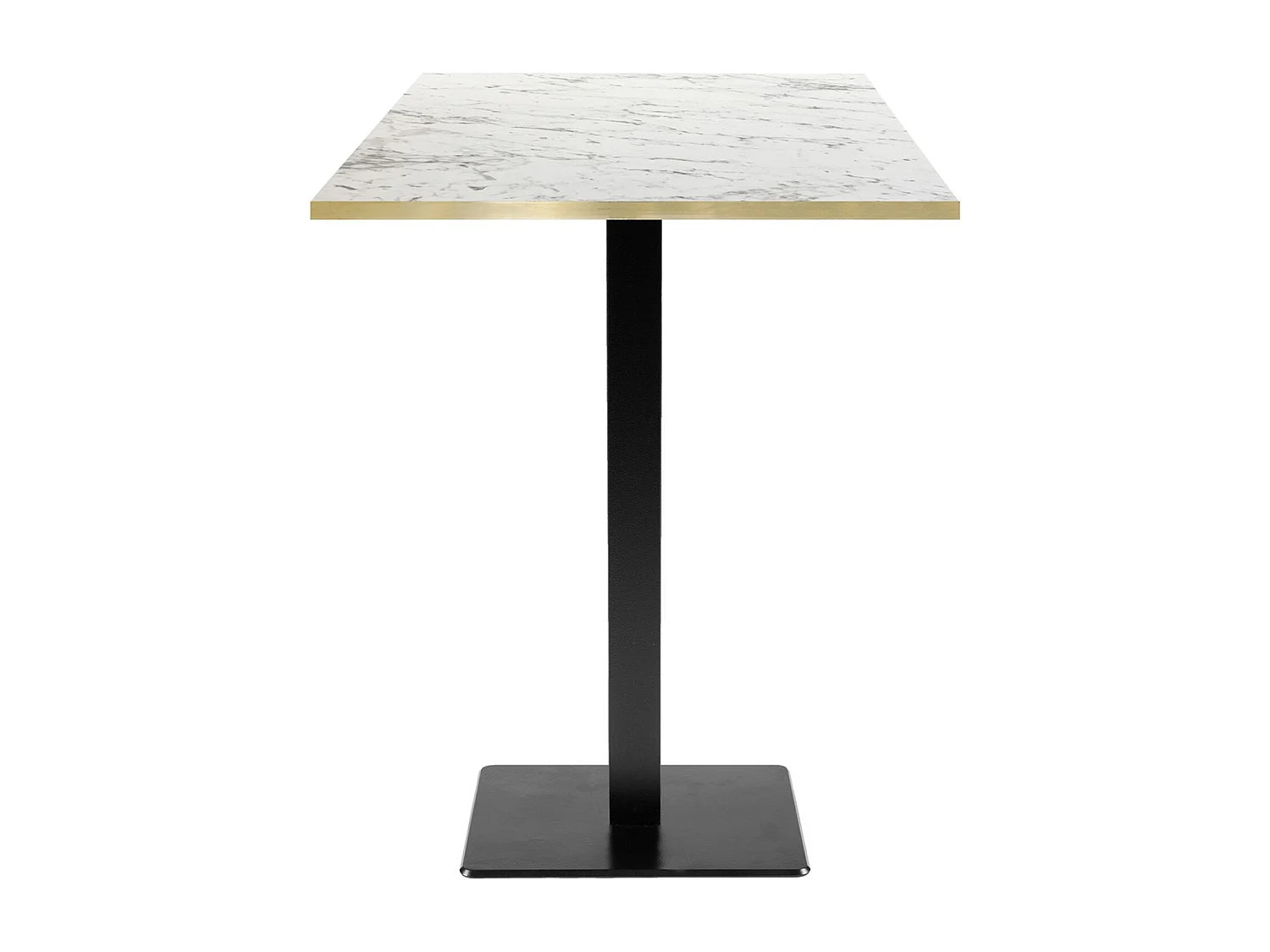 Mesa alta 60 x 60 cm - Milán modelo mármol calacatta con cantos de latón