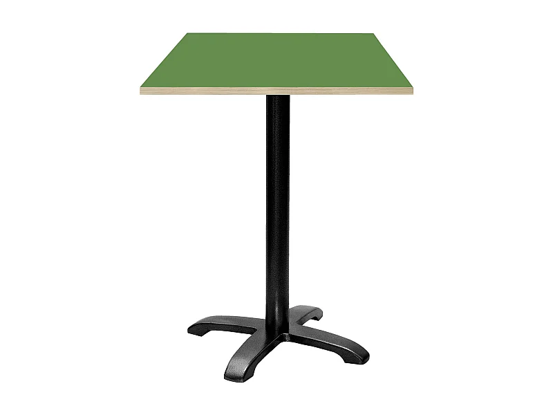 Mesa alta 60 x 60 cm - modelo Bazila cantos madera verde