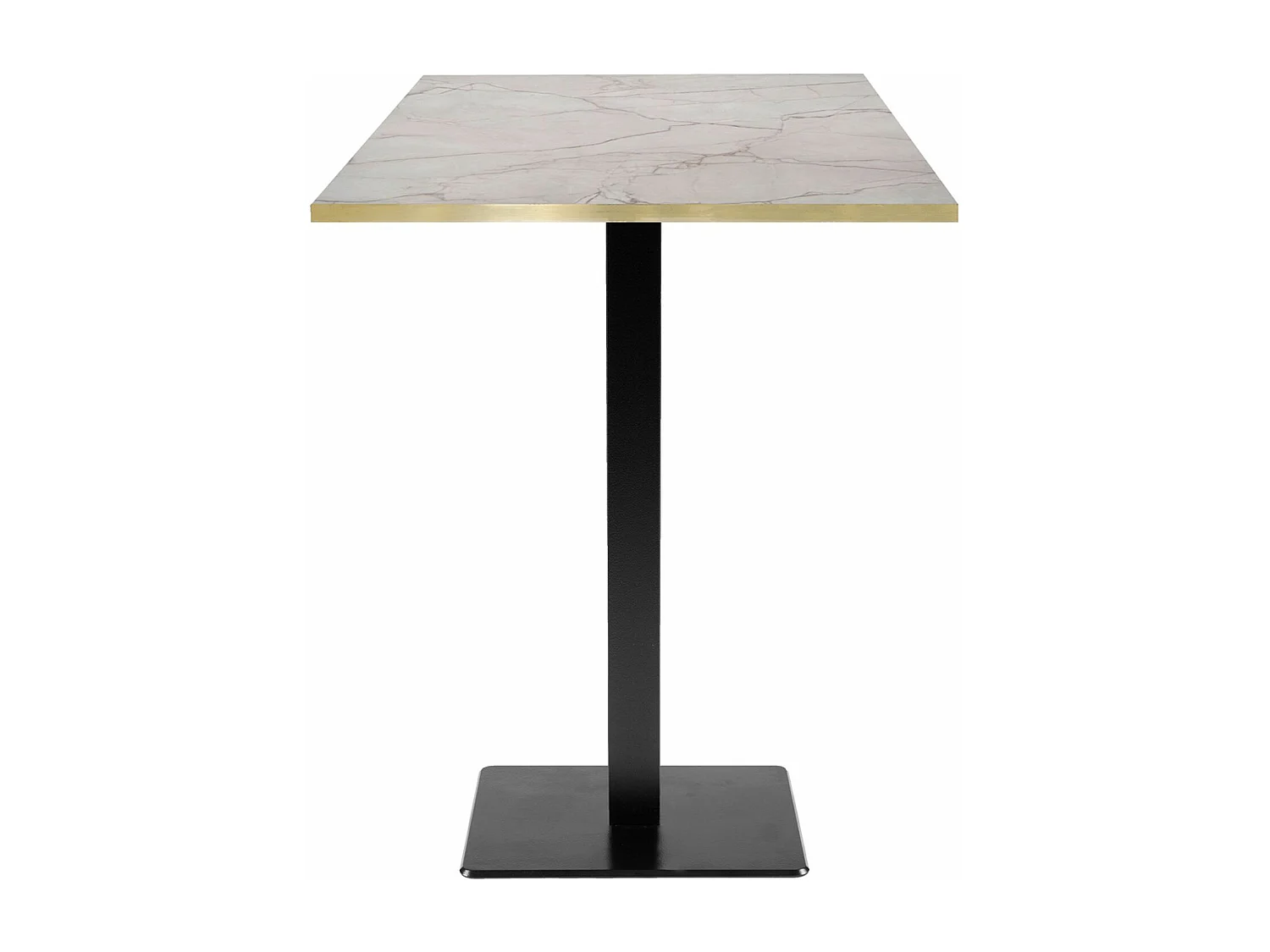 Mesa alta 60 x 60 cm - modelo Milan mármol yule con cantos de latón
