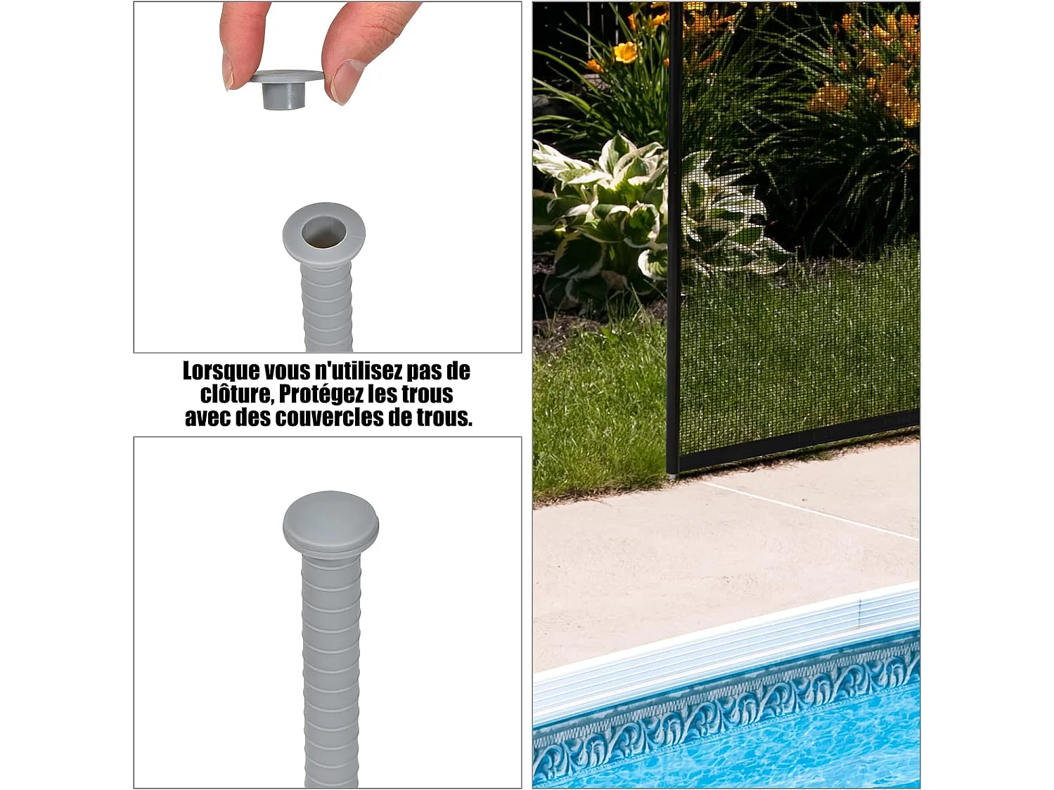 Barrière de Piscine, Barrière de Protection pour Piscine Barriere Filet en Aluminium+Acier Inoxydable+Tissu 366x122 cm Noir