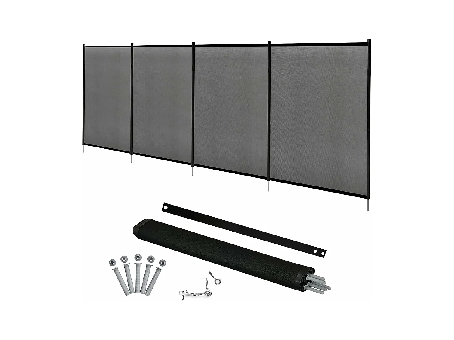 Barrière de Piscine, Barrière de Protection pour Piscine Barriere Filet en Aluminium+Acier Inoxydable+Tissu 366x122 cm Noir