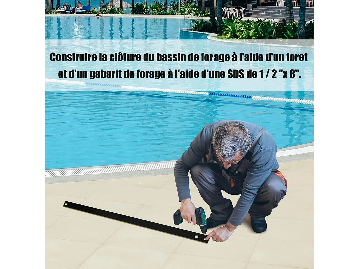 Barrière de Piscine, Barrière de Protection pour Piscine Barriere Filet en Aluminium+Acier Inoxydable+Tissu 366x122 cm Noir