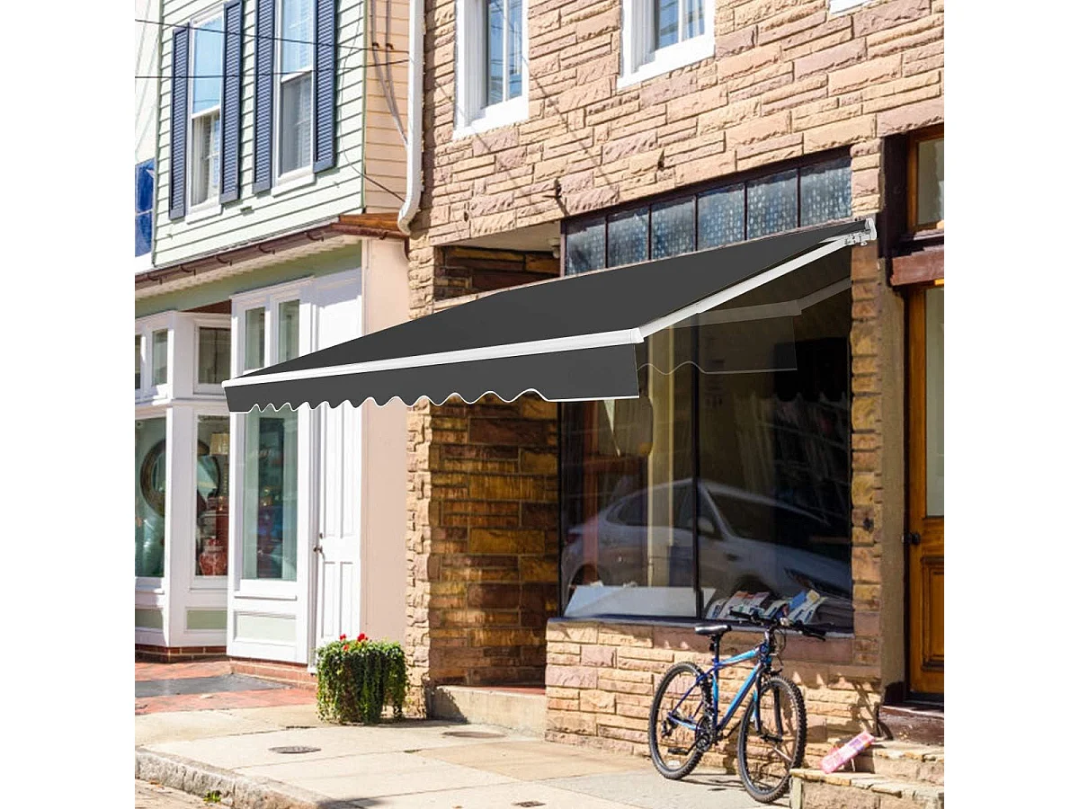 Store Banne de Balcon Rétractable avec Tissu et velours Résistant aux UV et à l'eau, Cadre en Aluminium Angle Réglable 5-35° ,3 x 2,5 m