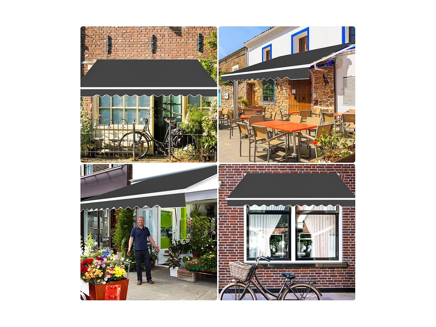 Store Banne de Balcon Rétractable avec Tissu et velours Résistant aux UV et à l'eau, Cadre en Aluminium Angle Réglable 5-35° ,3 x 2,5 m