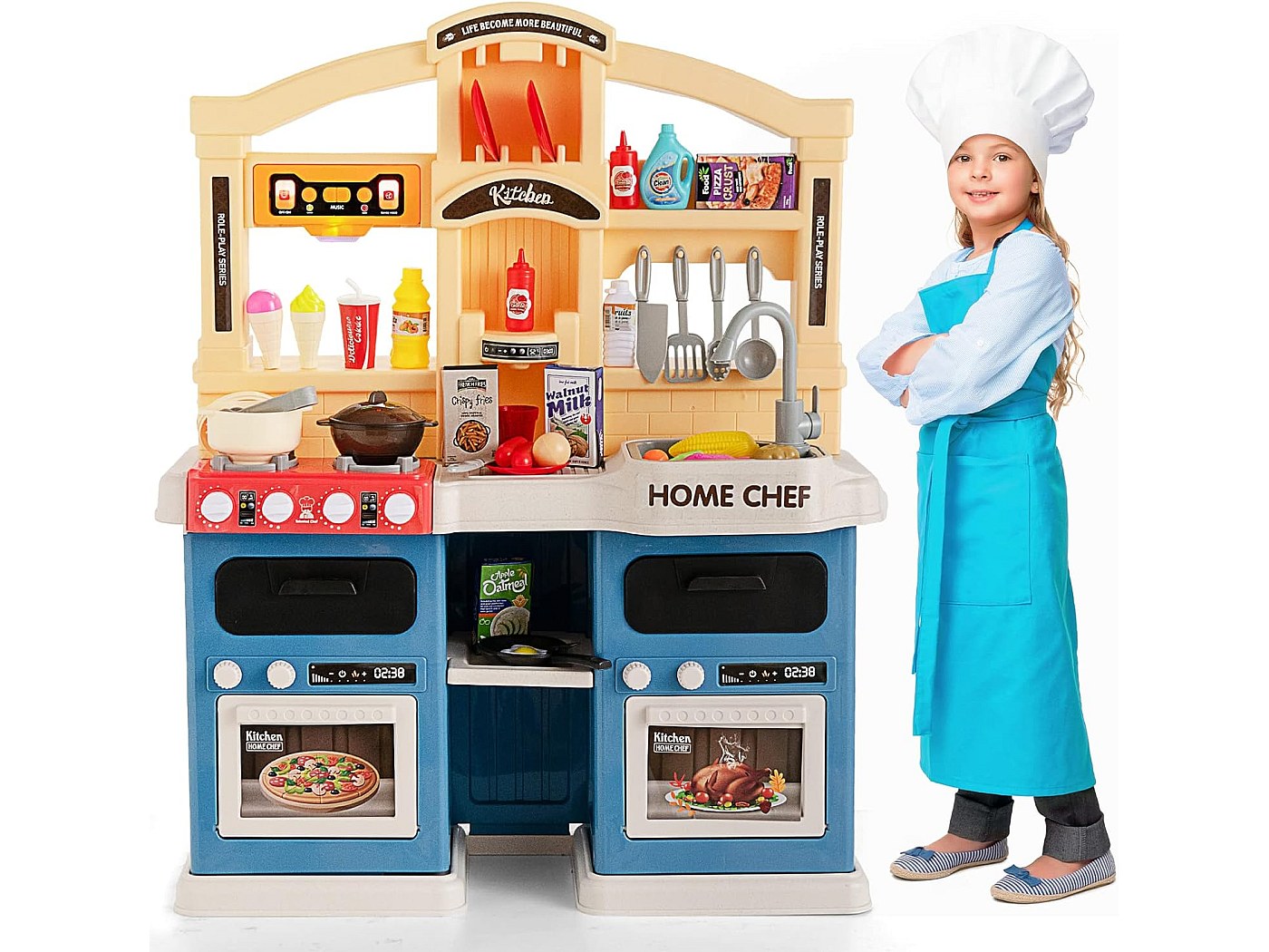 69 Pcs Cuisine Enfants avec Effets de Vapeur & d'Ebullition, Jeux de