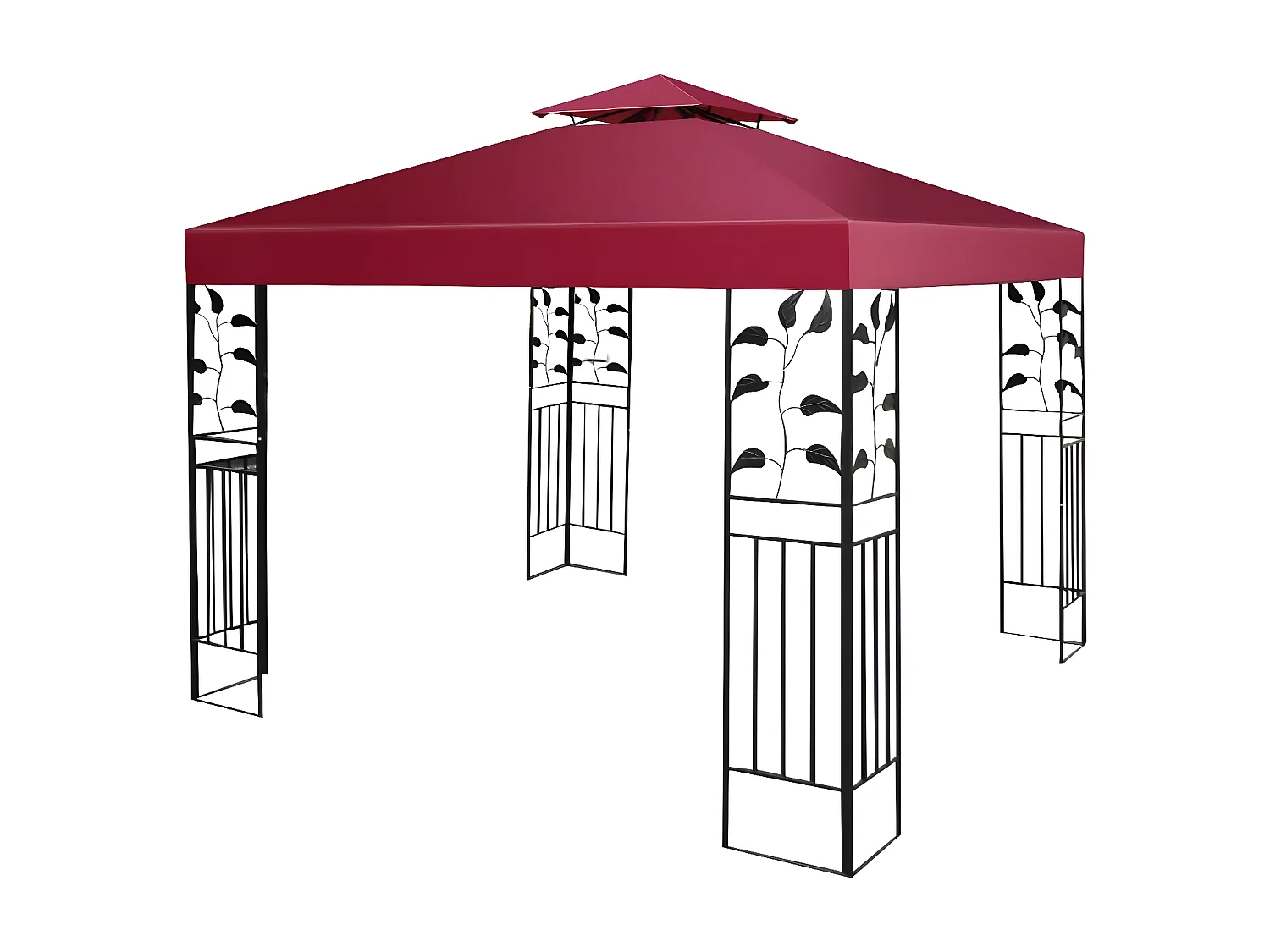 Toile de Toit de Rechange en Plastique et vinyle Impérméable de Jardin pour Pavillon Tonnelle Tente, 3 x 3 M (Vin Rouge)