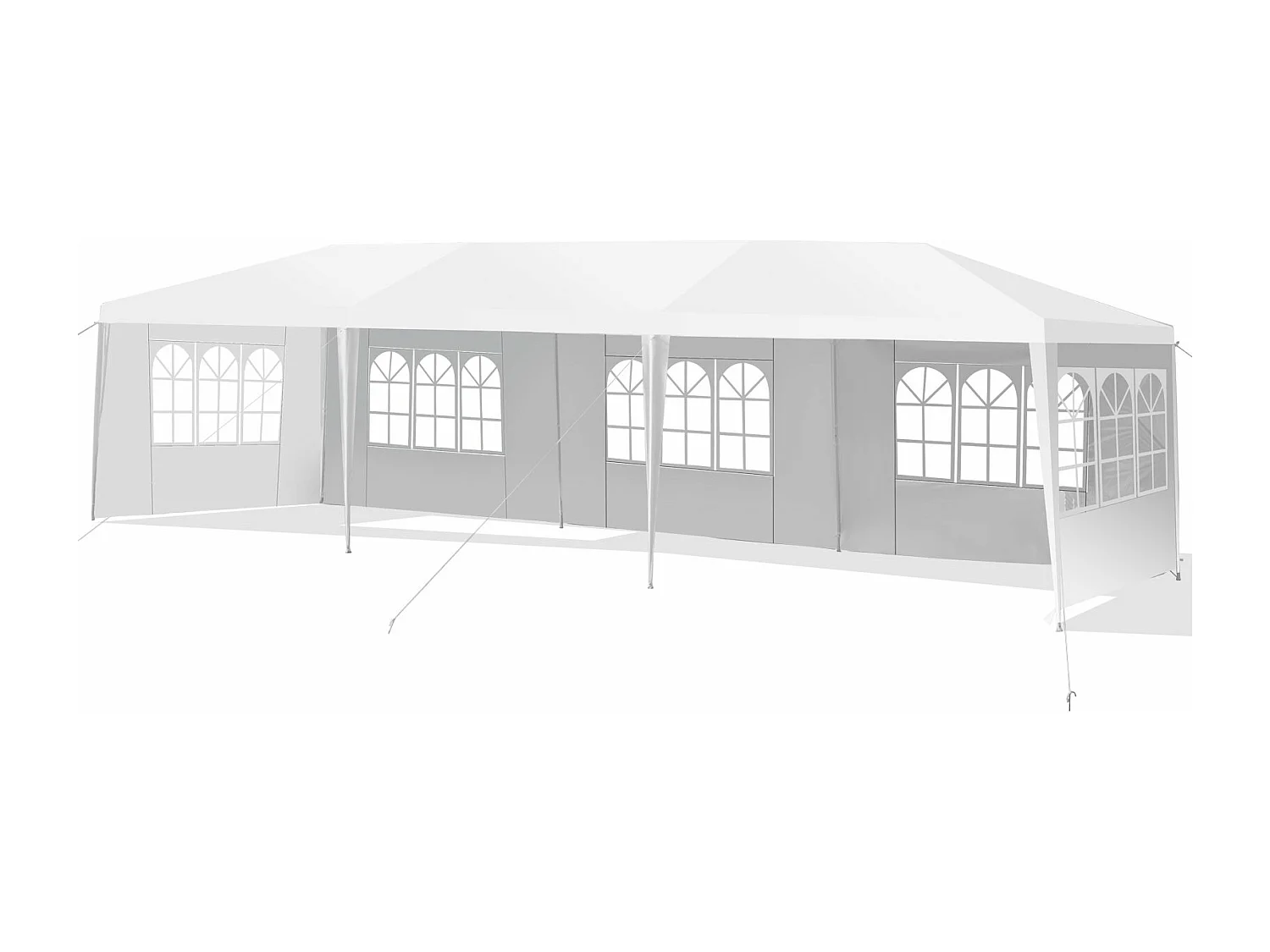 Tonnelle de Jardin Extérieur/Barnum 3x9m-27㎡ Tente de Réception avec 5 Parois Amovibles Piquets de Terre et Fenêtre sur Côté