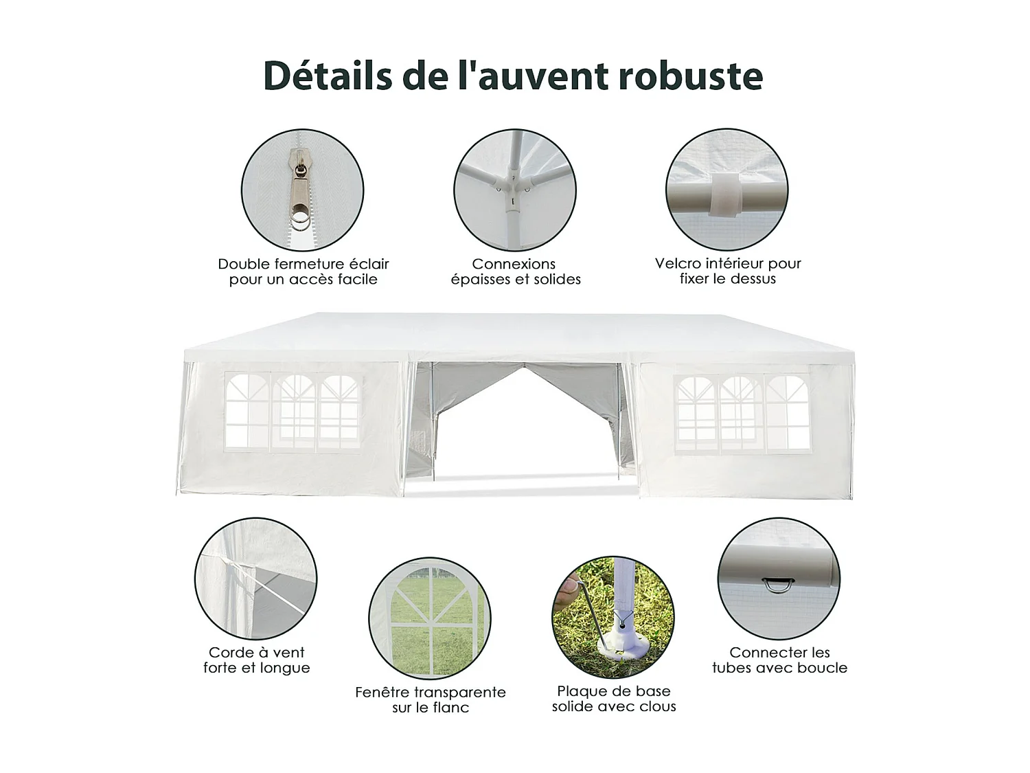 Tonnelle de Jardin Extérieur/Barnum 3x9m-27㎡ Tente de Réception Imperméable avec 8 Parois Amovibles