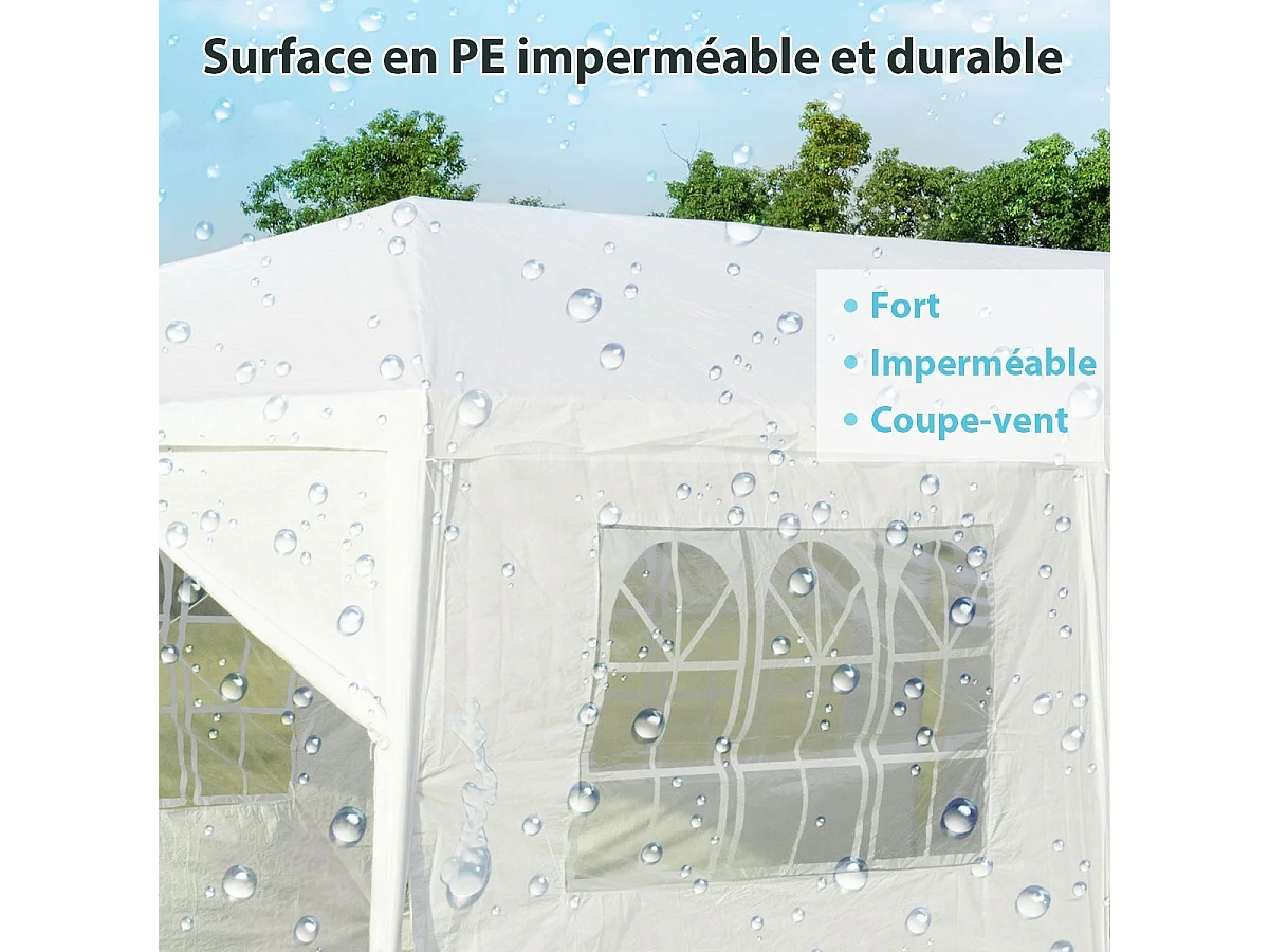Tonnelle de Jardin Extérieur/Barnum 3x9m-27㎡ Tente de Réception Imperméable avec 8 Parois Amovibles