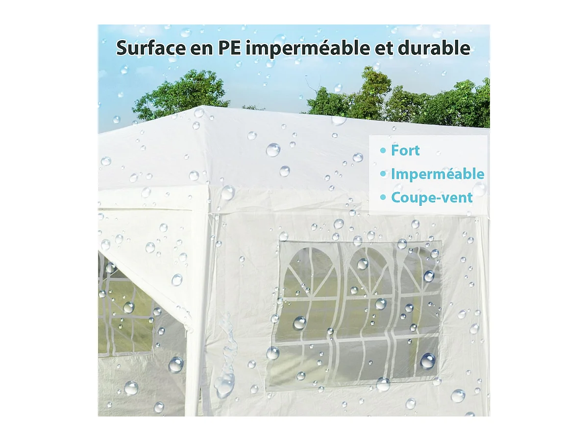 Tonnelle de Jardin Extérieur/Barnum 3x9m-27㎡ Tente de Réception Imperméable avec 8 Parois Amovibles