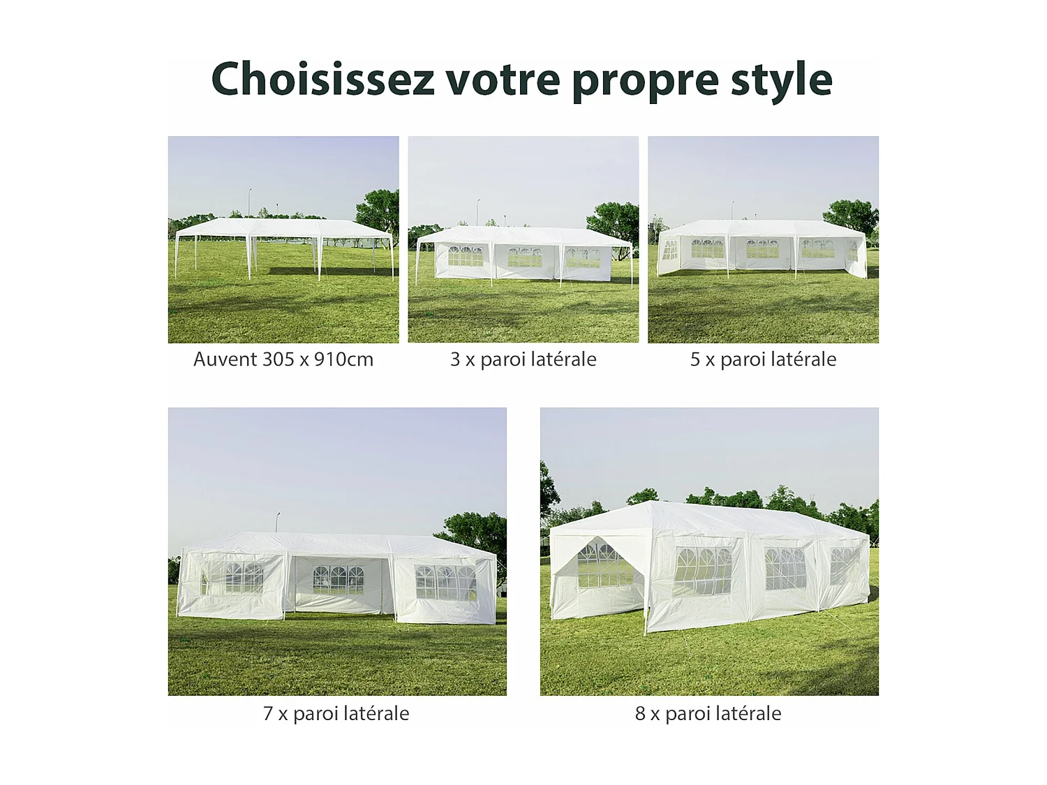 Buitentuinprieel/Barnum 3x9m-27㎡ Waterdichte feesttent met 8 verwijderbare wanden