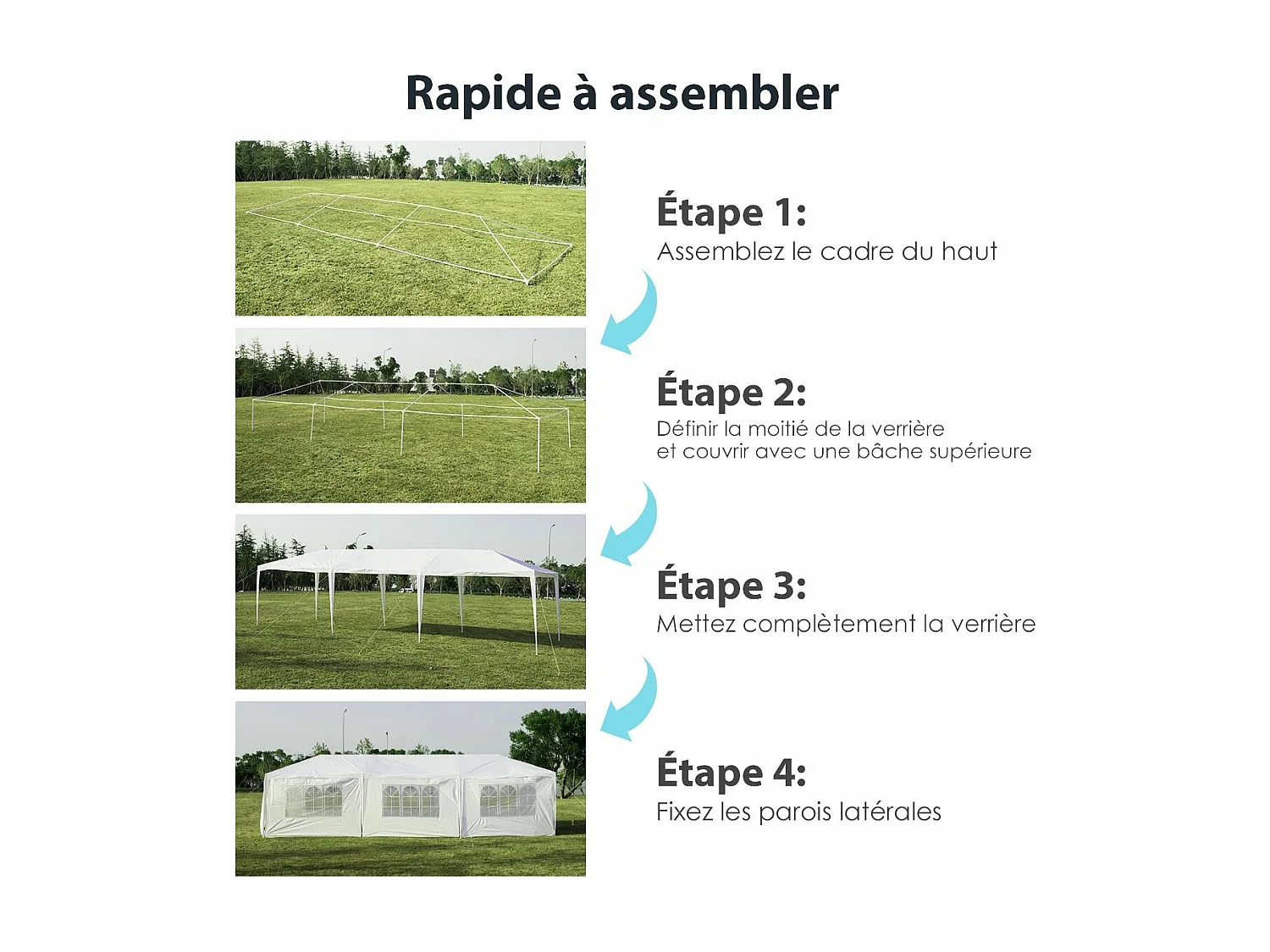 Buitentuinprieel/Barnum 3x9m-27㎡ Waterdichte feesttent met 8 verwijderbare wanden