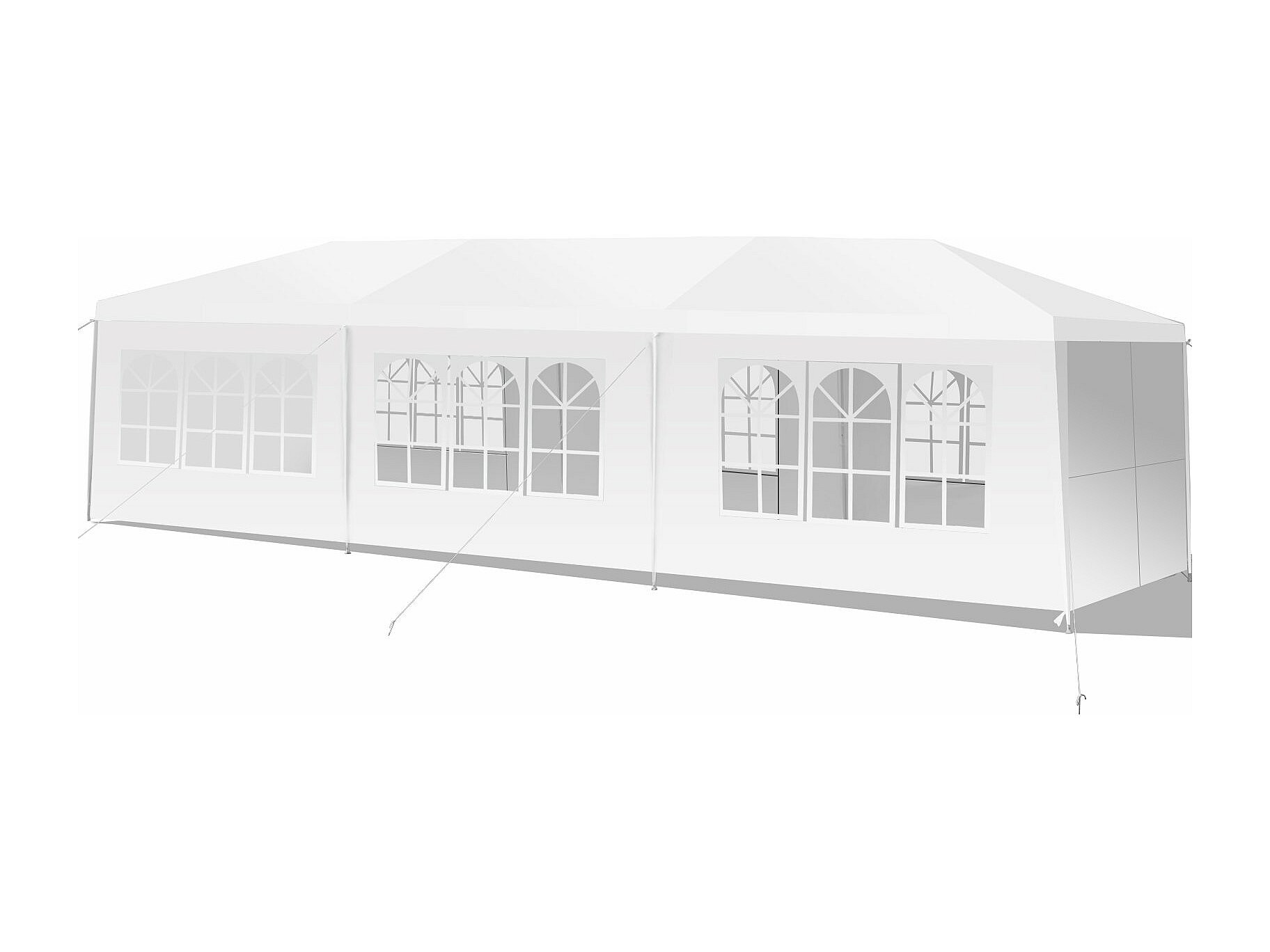 Tente De Réception 3x9m Bonnlo - Toile PE Imperméable, 8 Parois Avec 6 Fenêtres - Pour Mariage, Jardin, Fête, Camping