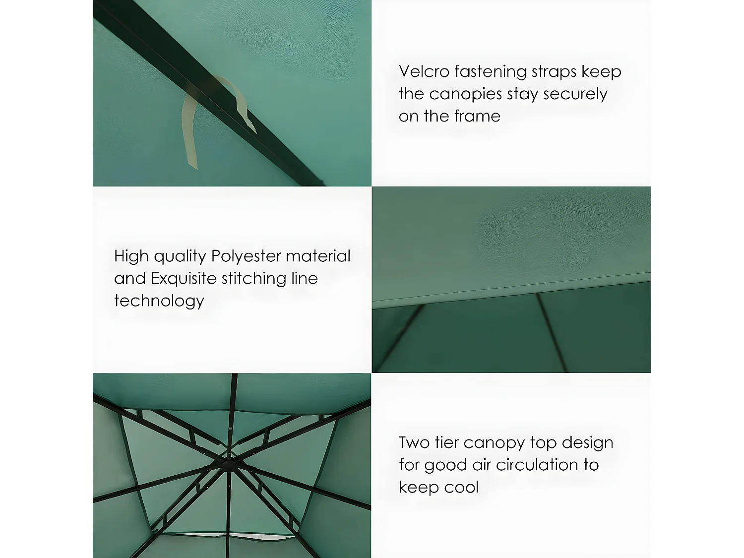 Toile de Toit de Rechange en Plastique et vinyle Impérméable de Jardin pour Pavillon Tonnelle Tente, 3 x 3 M (Vert foncé)