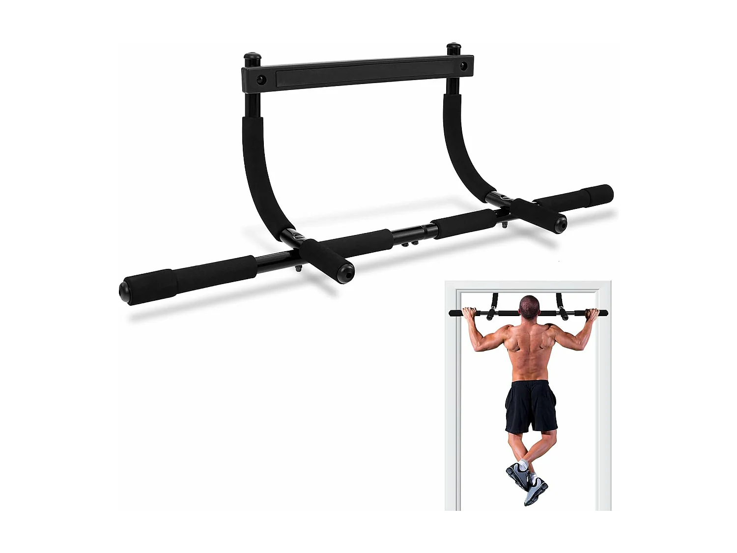 Barre de Traction de Porte, Barre de Fitness pour Plupart des Cadres de Porte Jusqu'à 80 cm avec Poignées en Mousse, Barre d'Entraînement pour Salle de Sport Maison