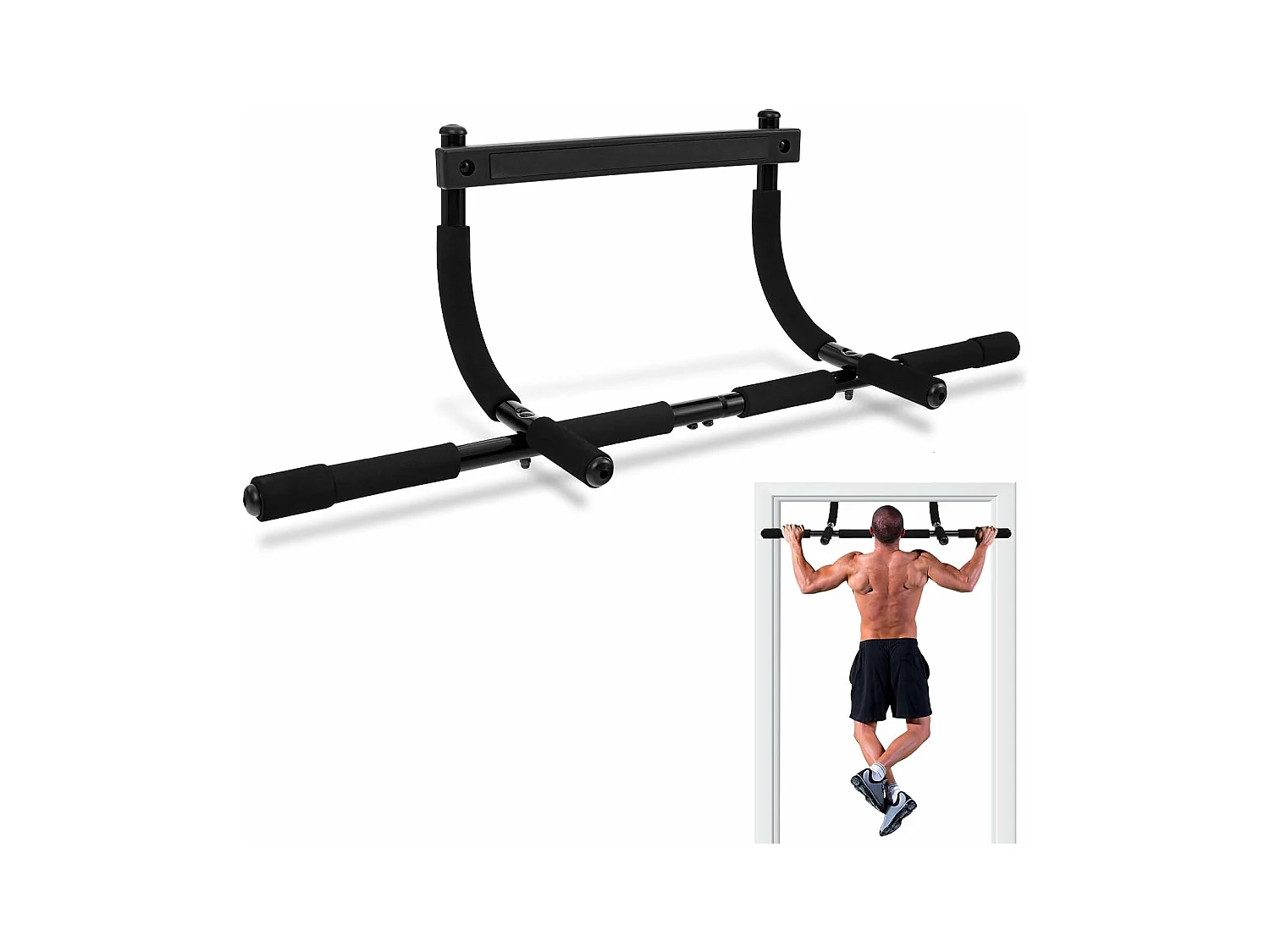 Barre de Traction de Porte, Barre de Fitness pour Plupart des Cadres de Porte Jusqu'à 80 cm avec Poignées en Mousse, Barre d'Entraînement pour Salle de Sport Maison
