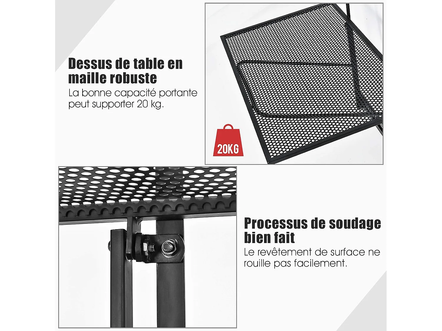 Table de Balcon Suspendue, Table de Jardin Rabattable Hauteur Réglable sur 5 Niveaux Anti-rouille Noir