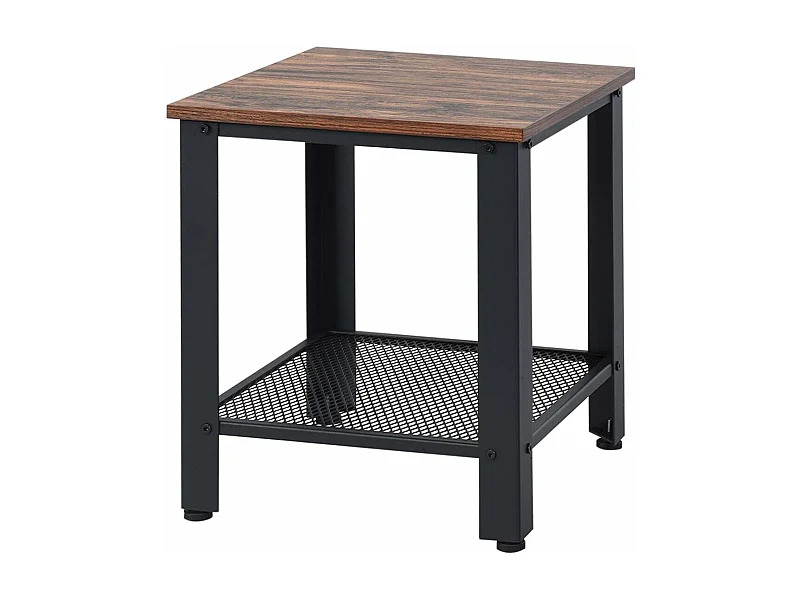 Table d’Appoint Industrielle Table de Chevet Bout de Canapé 2 Couches pour Salon,Chambre,Balcon 40 x 40 x 45,5CM Noir
