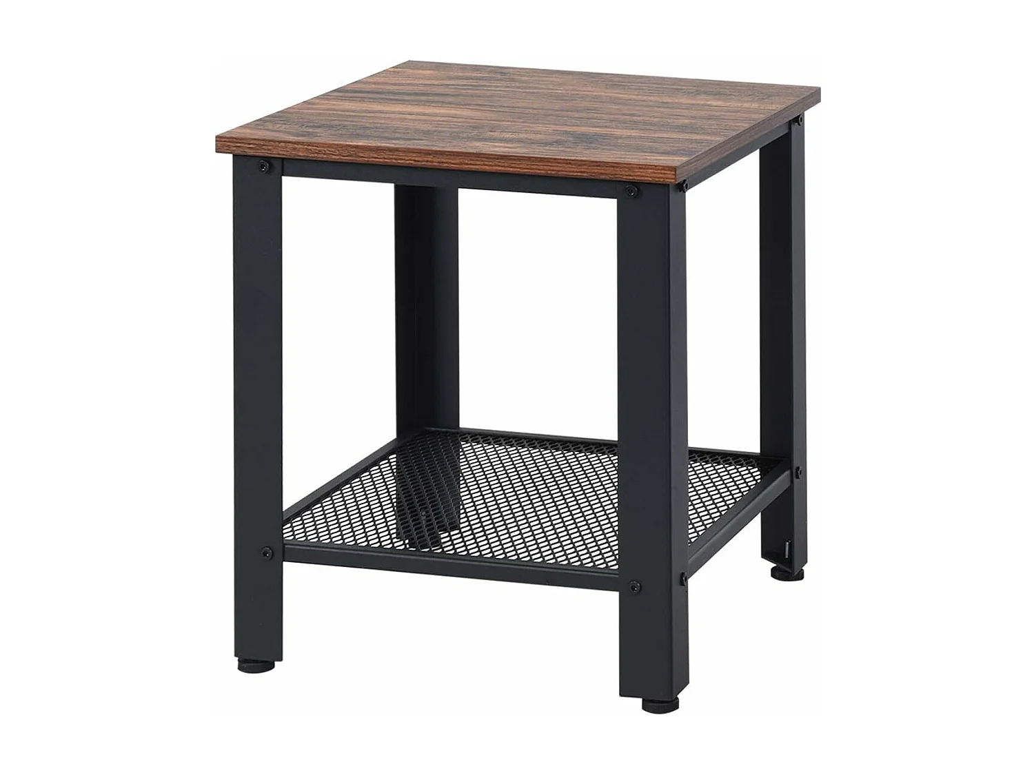 Table d’Appoint Industrielle Table de Chevet Bout de Canapé 2 Couches pour Salon,Chambre,Balcon 40 x 40 x 45,5CM Noir