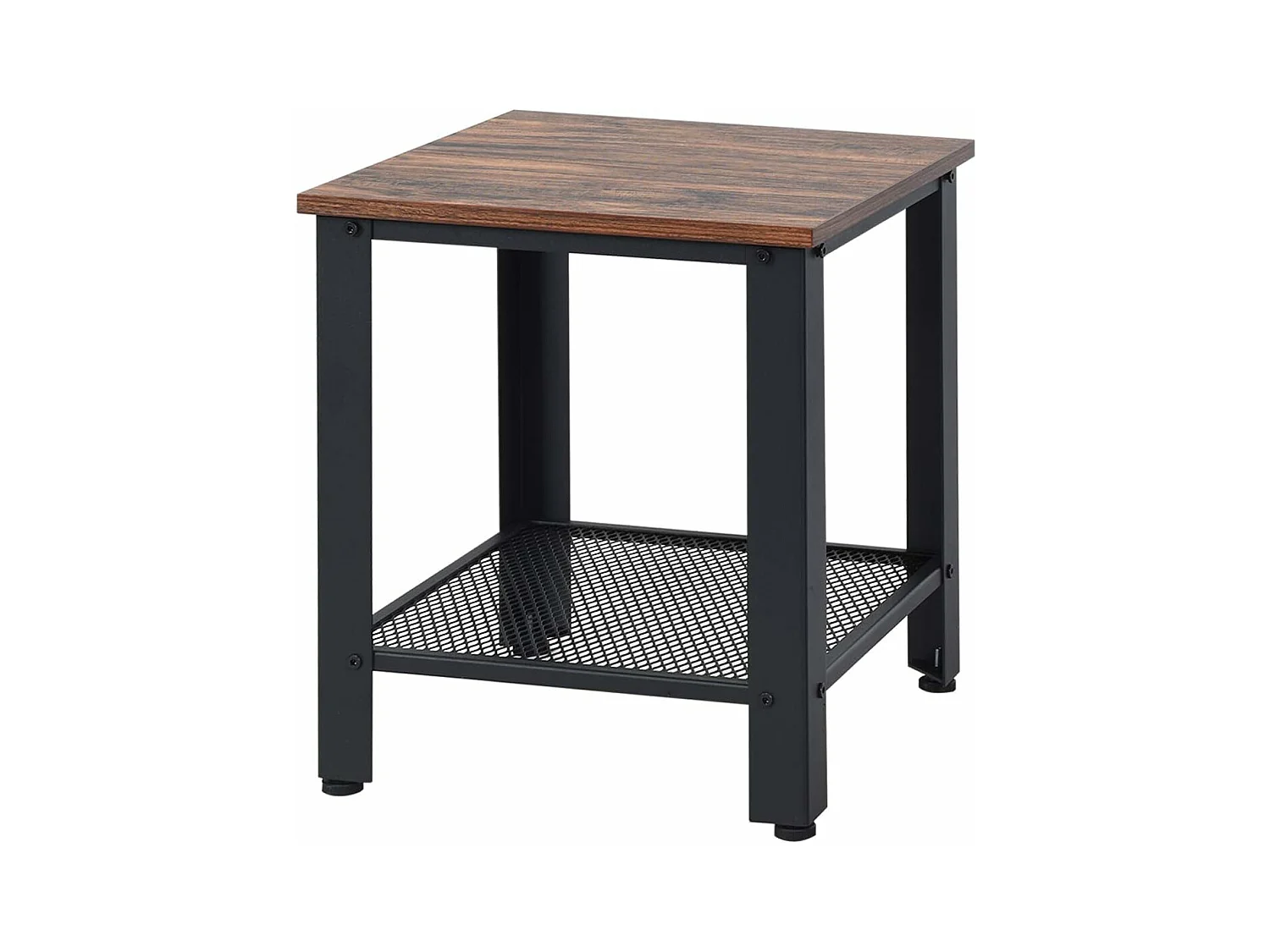 Table d’Appoint Industrielle Table de Chevet Bout de Canapé 2 Couches pour Salon,Chambre,Balcon 40 x 40 x 45,5CM Noir