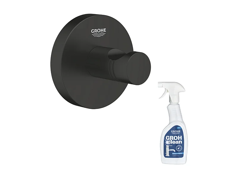 Patère murale GROHE Start noir mat + nettoyant GrohClean