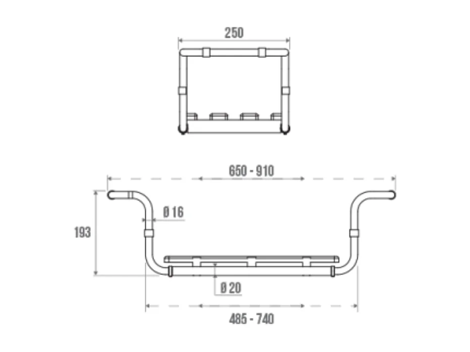 Siège de baignoire PMR PELLET inox 304 extensible