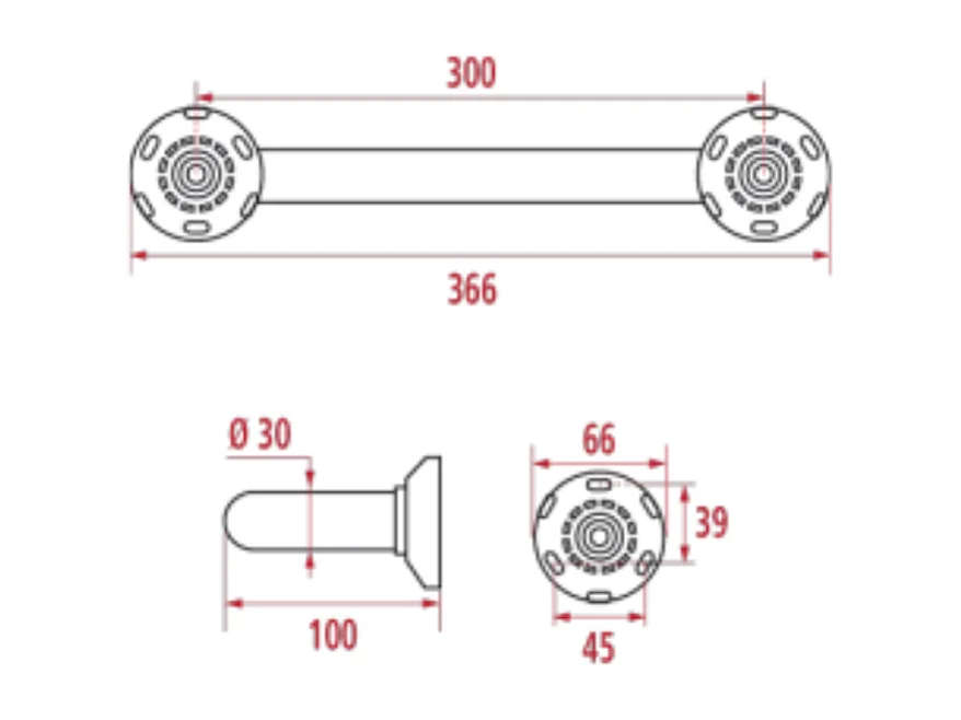 Barre de maintien droite PMR PELLET Essentiel confort 30 cm inox brossé