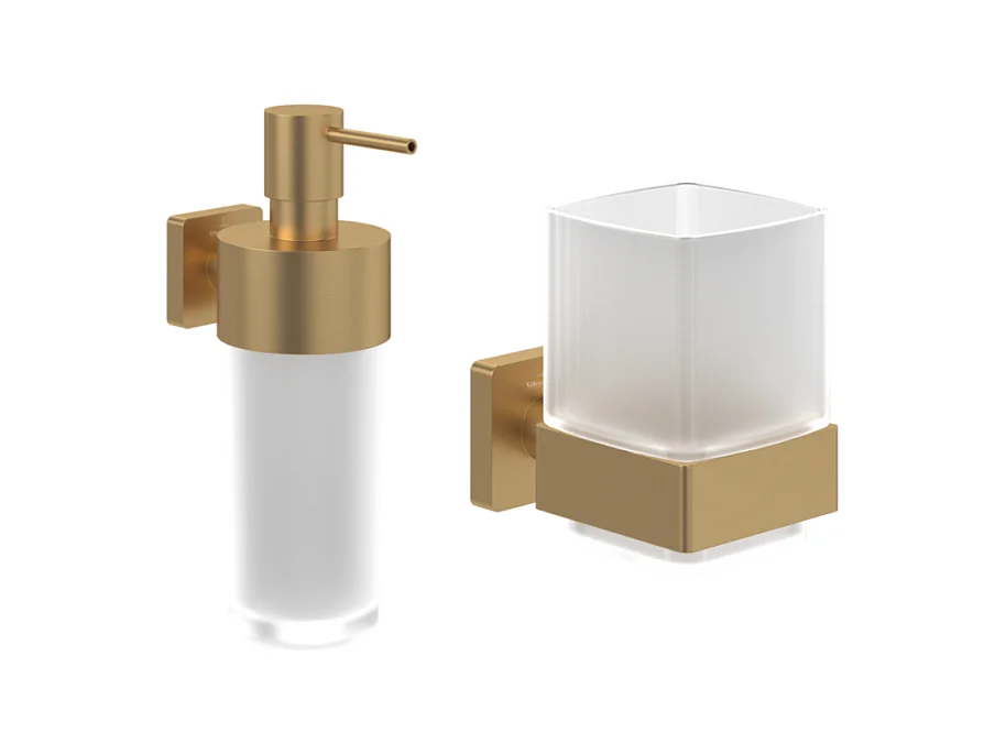 Porte-verre + Distributeur de savon VILLEROY & BOCH Elements Striking Gold brossé