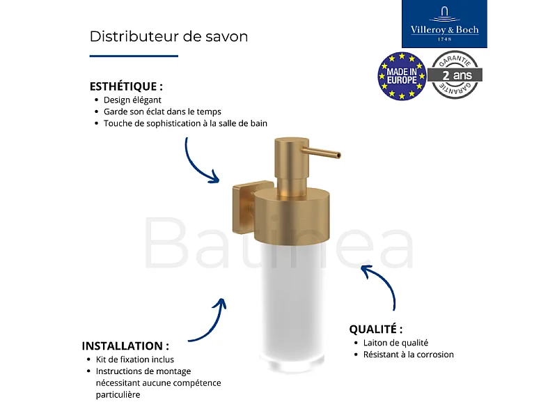 Porte-verre + Distributeur de savon VILLEROY & BOCH Elements Striking Gold brossé