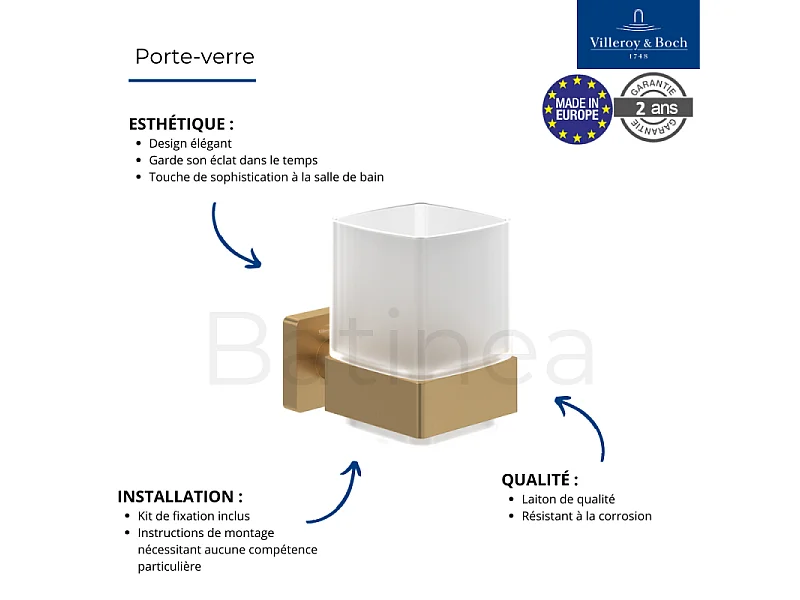 Porte-verre + Distributeur de savon VILLEROY & BOCH Elements Striking Gold brossé