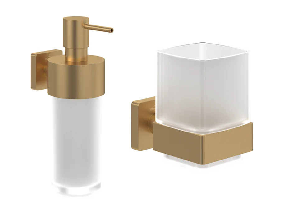Porte-verre + Distributeur de savon VILLEROY & BOCH Elements Striking Gold brossé