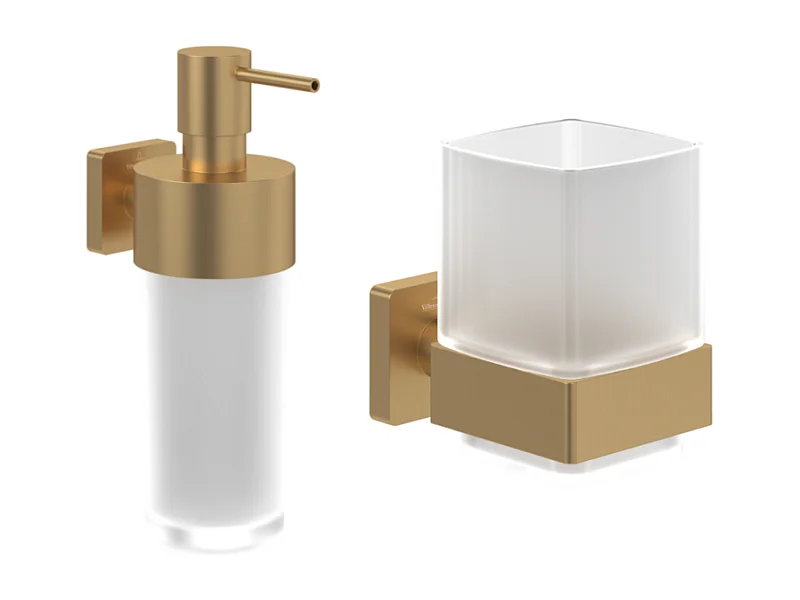 Porte-verre + Distributeur de savon VILLEROY & BOCH Elements Striking Gold brossé