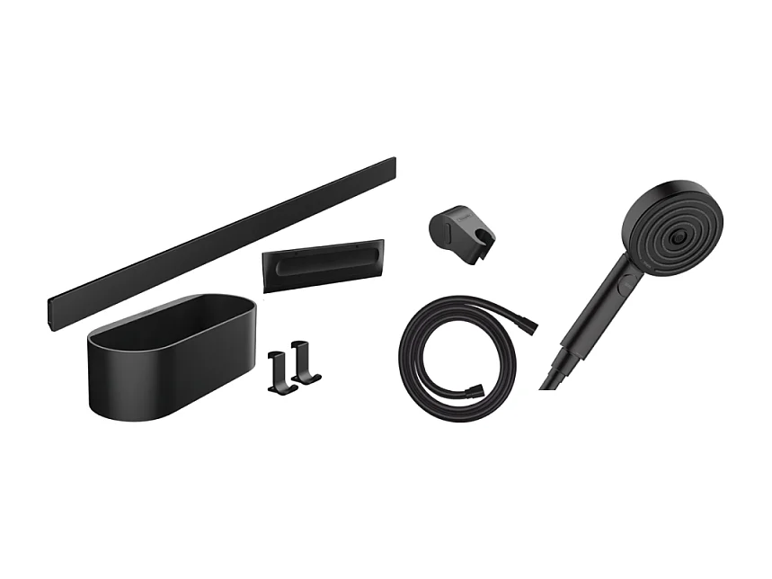 HANSGROHE Ensemble d'accessoires de douche sans thermostatique noir mat WallStoris